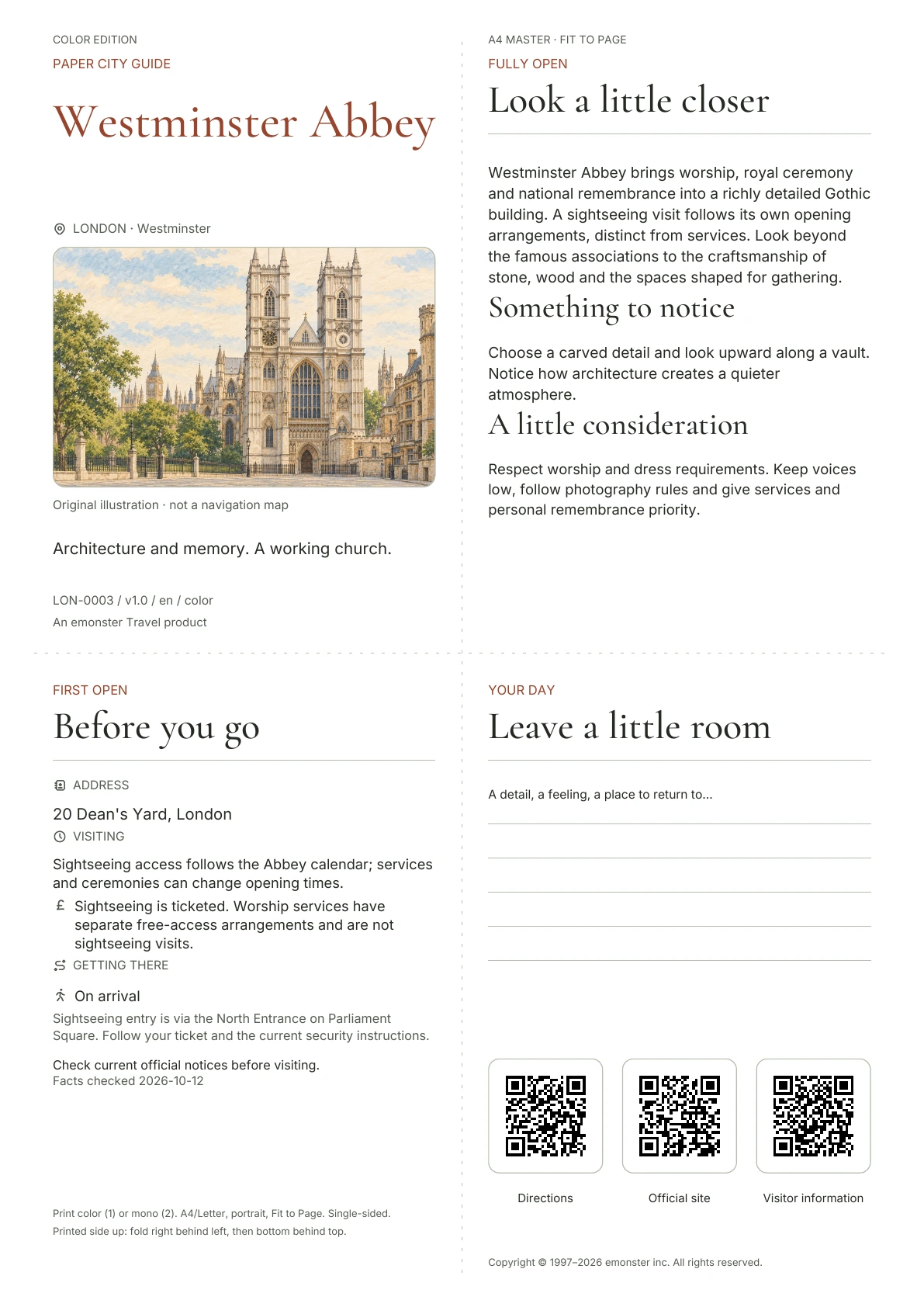 Actual Westminster Abbey guide cover · Color edition