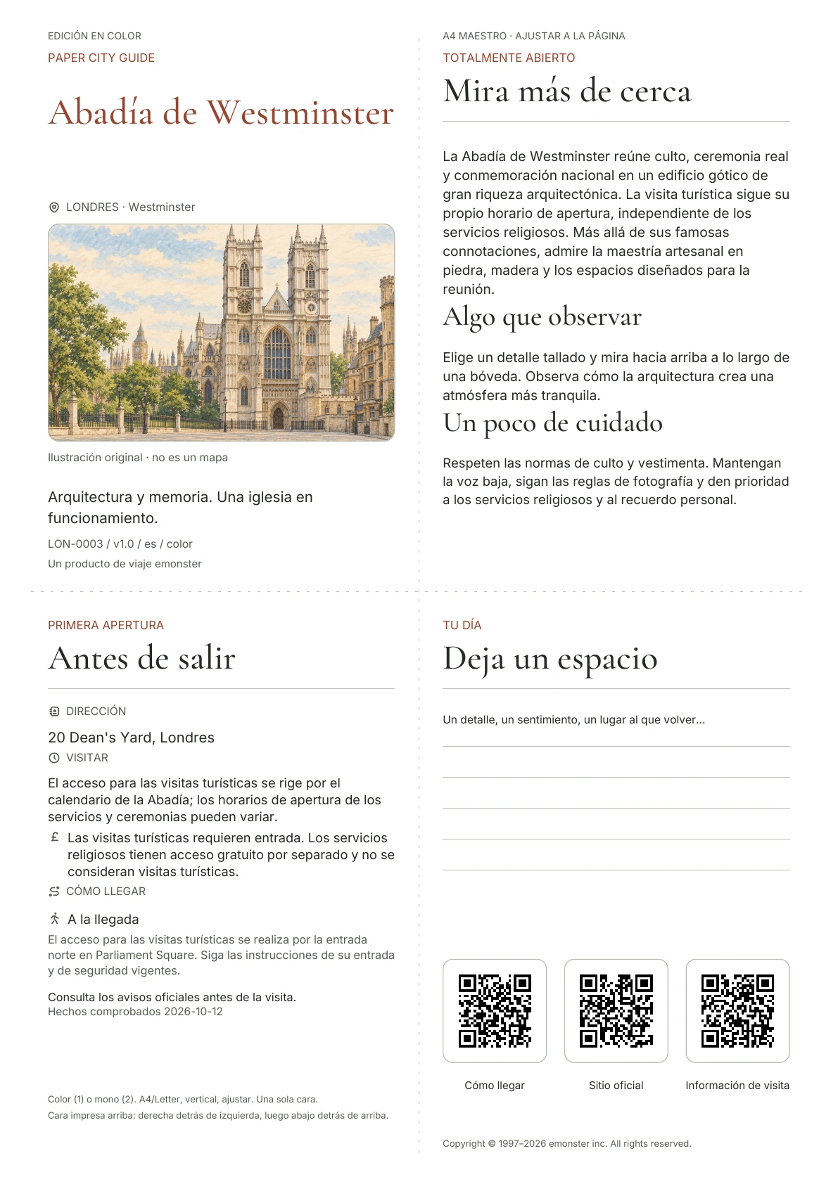 Portada real de la guía Abadía de Westminster · Edición en color