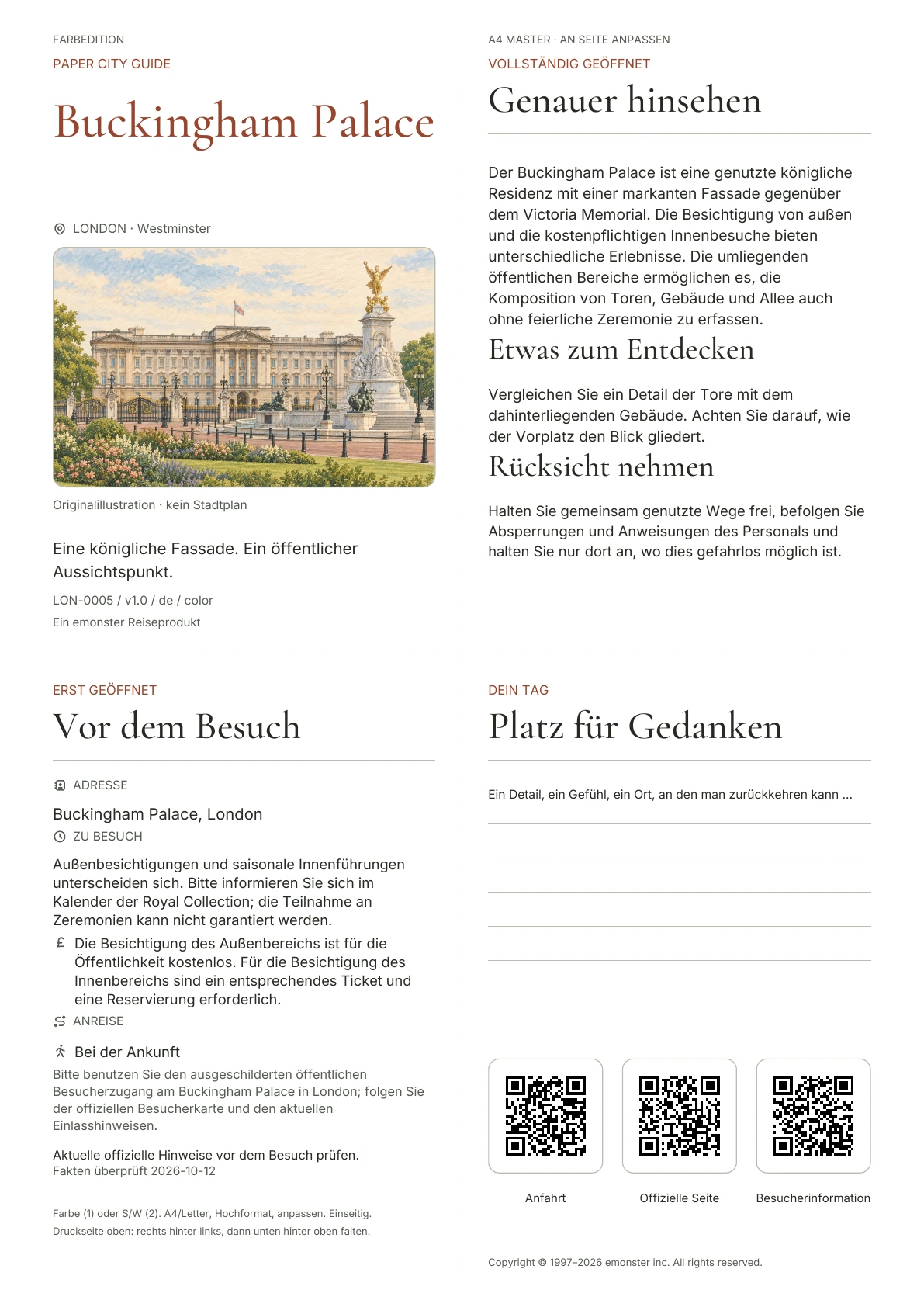 Tatsächliches Titelblatt: Buckingham Palace · Farbausgabe