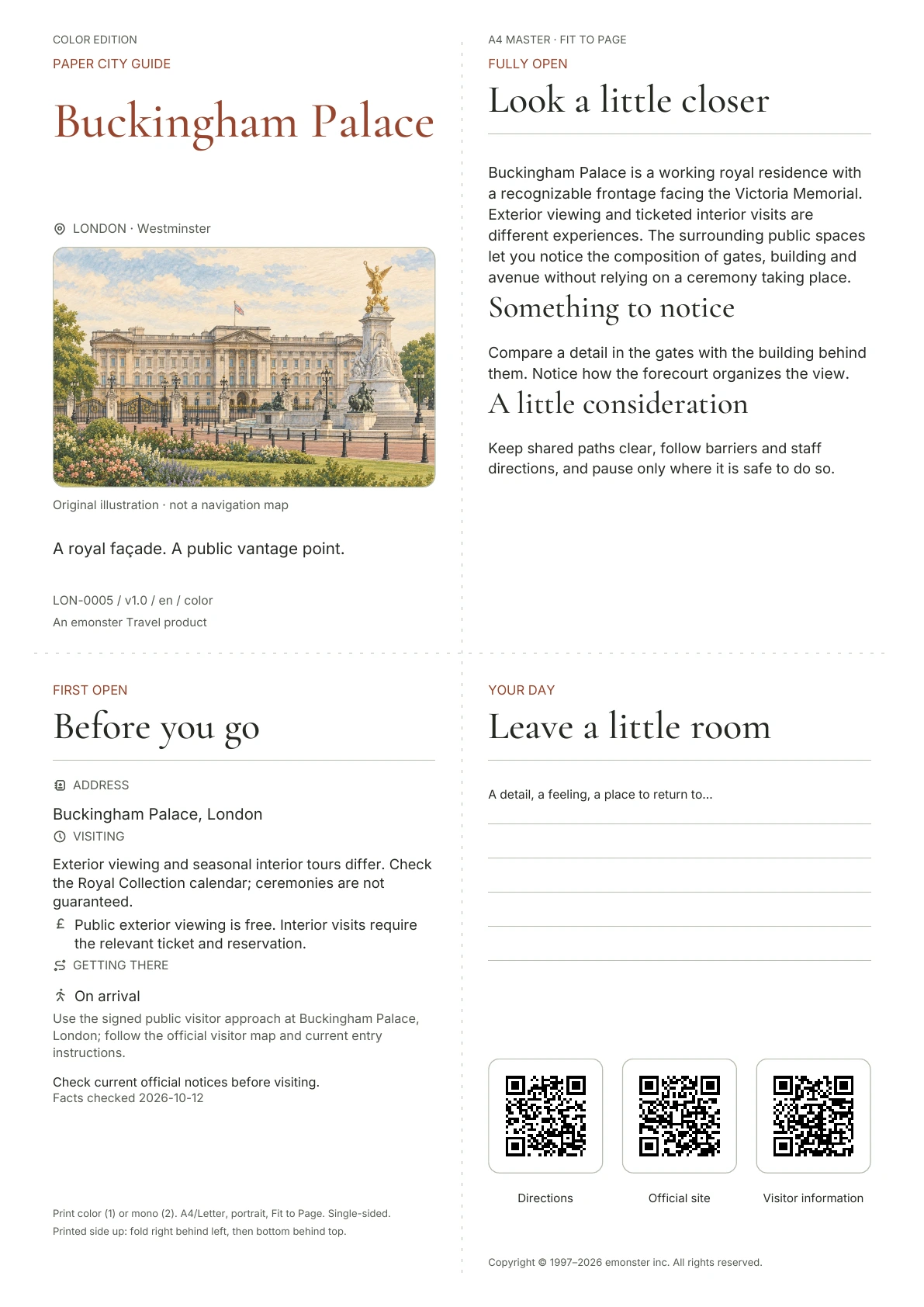 Actual Buckingham Palace guide cover · Color edition