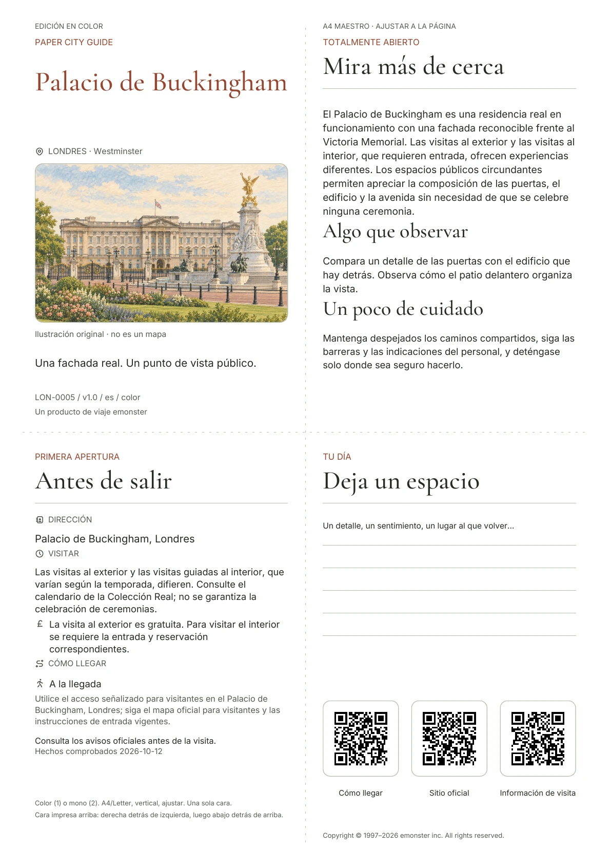 Portada real de la guía Palacio de Buckingham · Edición en color
