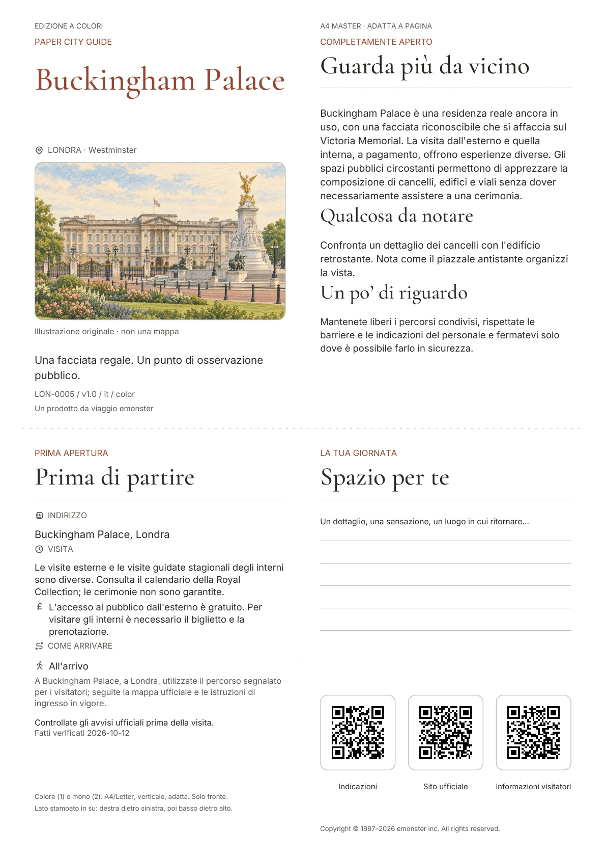 Copertina reale della guida Buckingham Palace · Edizione a colori