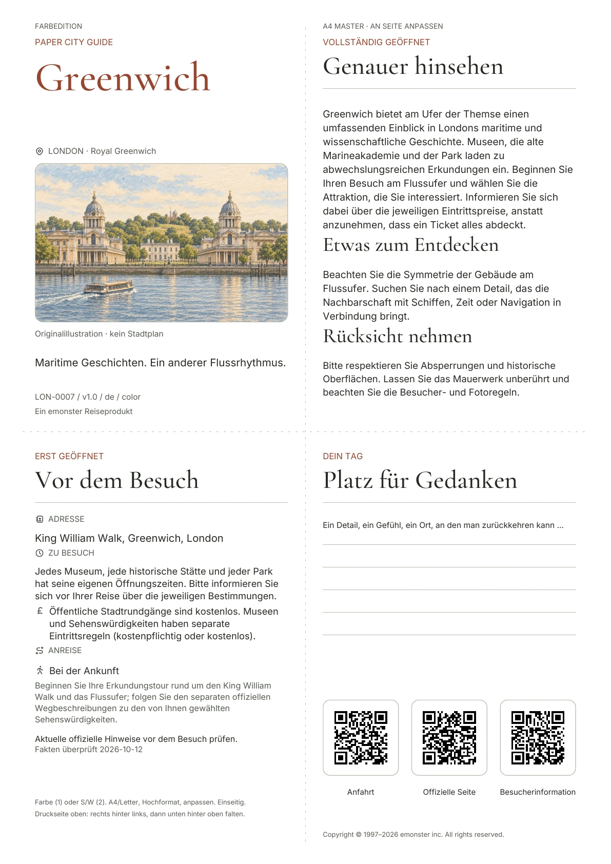 Tatsächliches Titelblatt: Greenwich · Farbausgabe