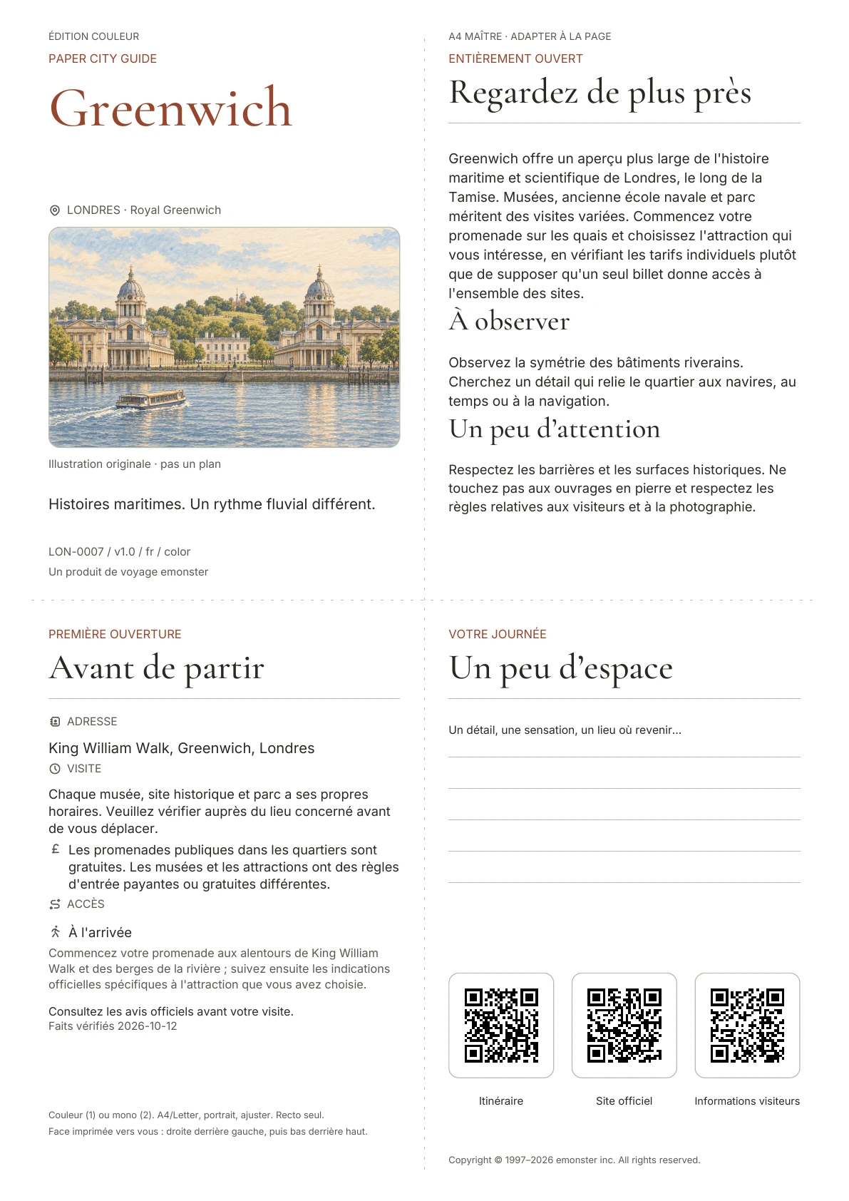 Couverture réelle du guide Greenwich · Édition couleur