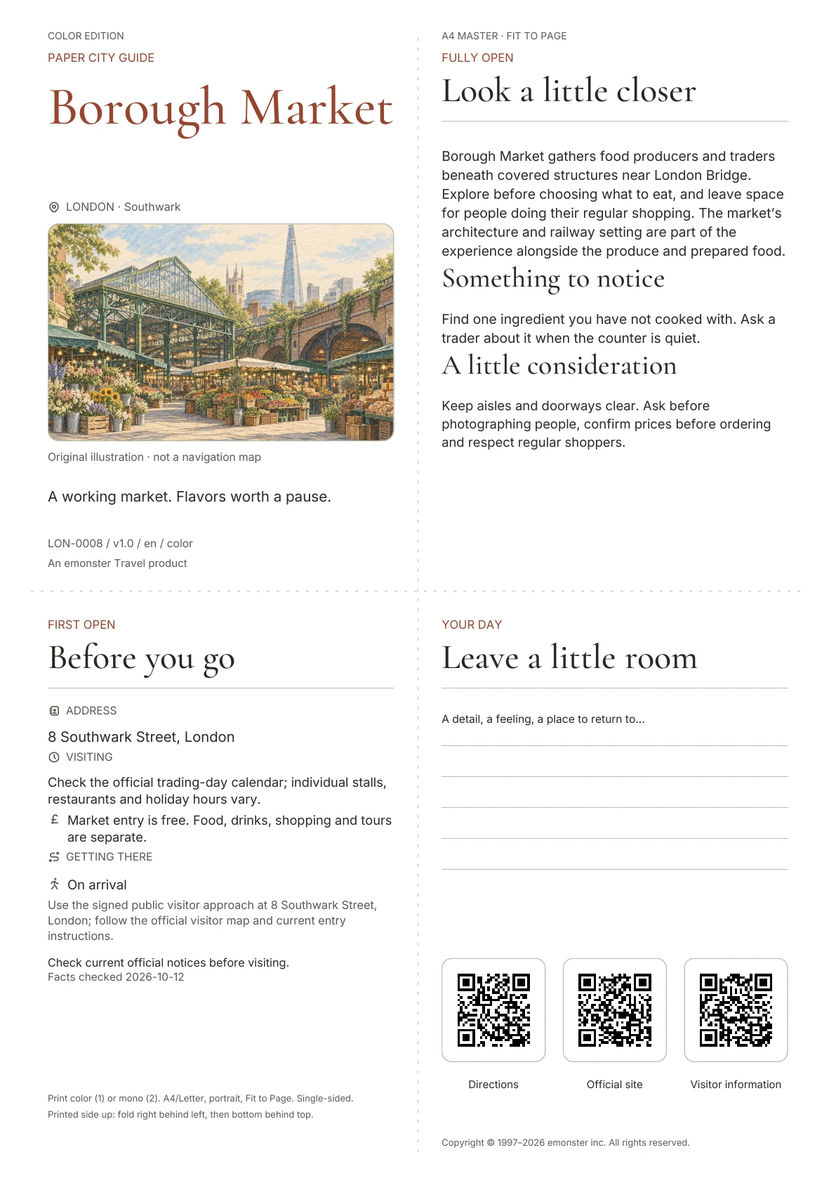 Actual Borough Market guide cover · Color edition