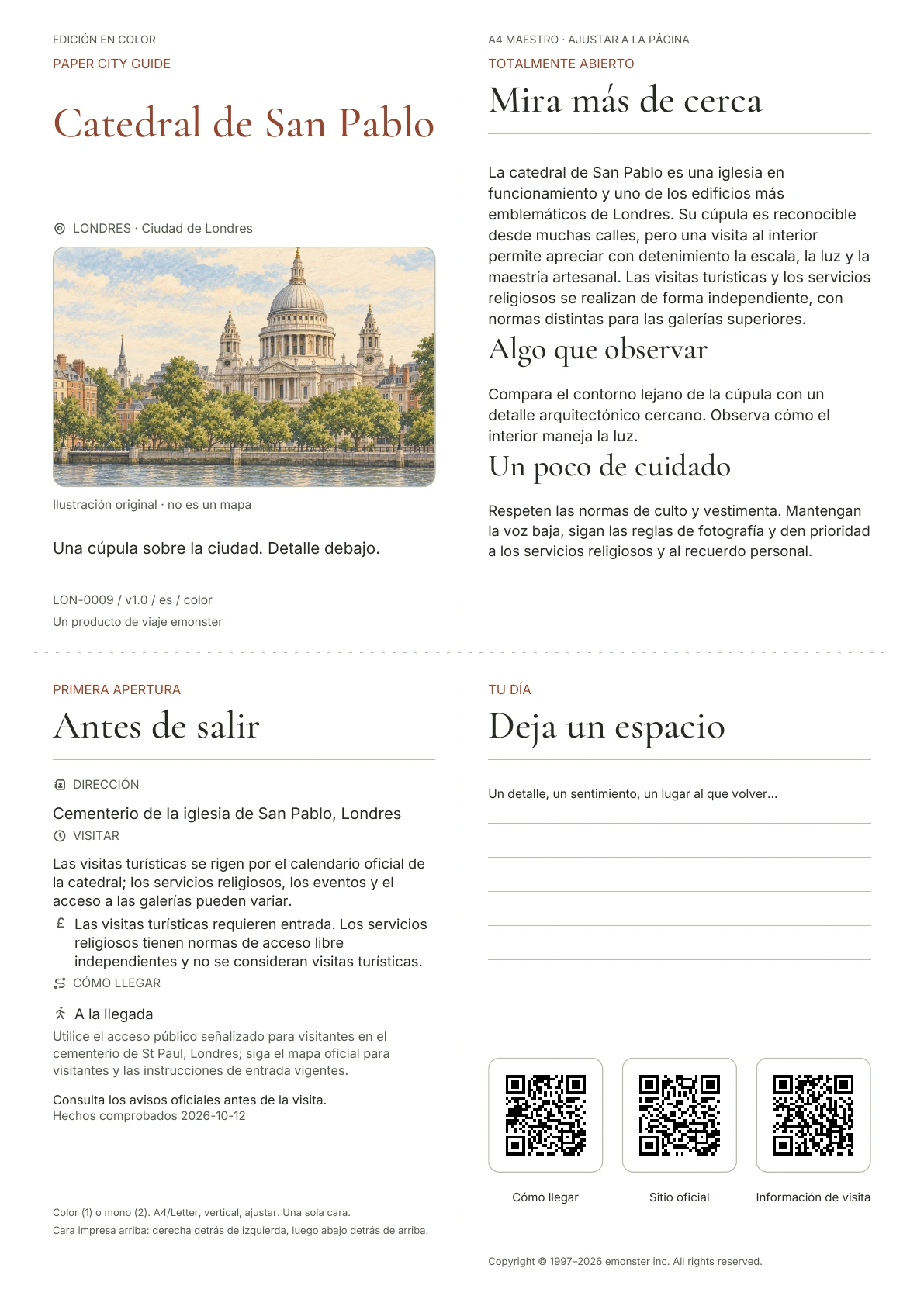 Portada real de la guía Catedral de San Pablo · Edición en color