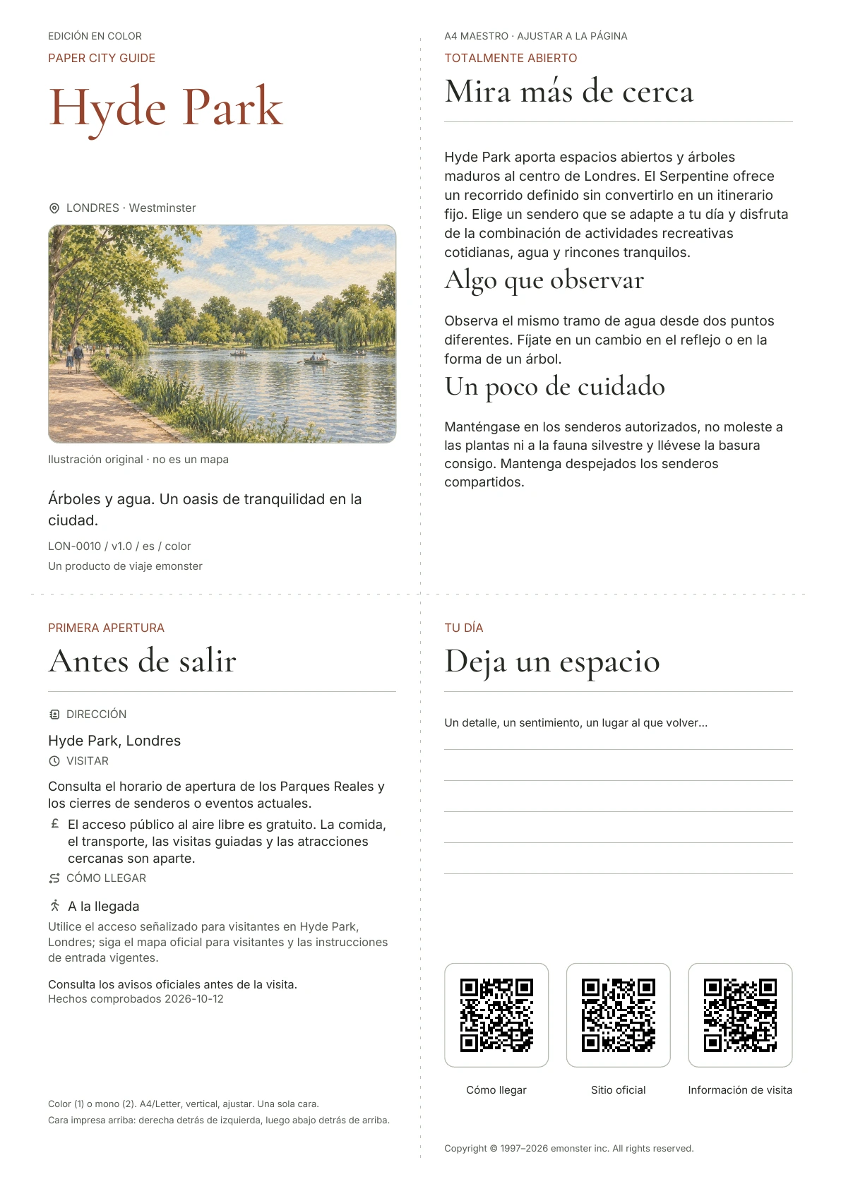 Portada real de la guía Hyde Park · Edición en color