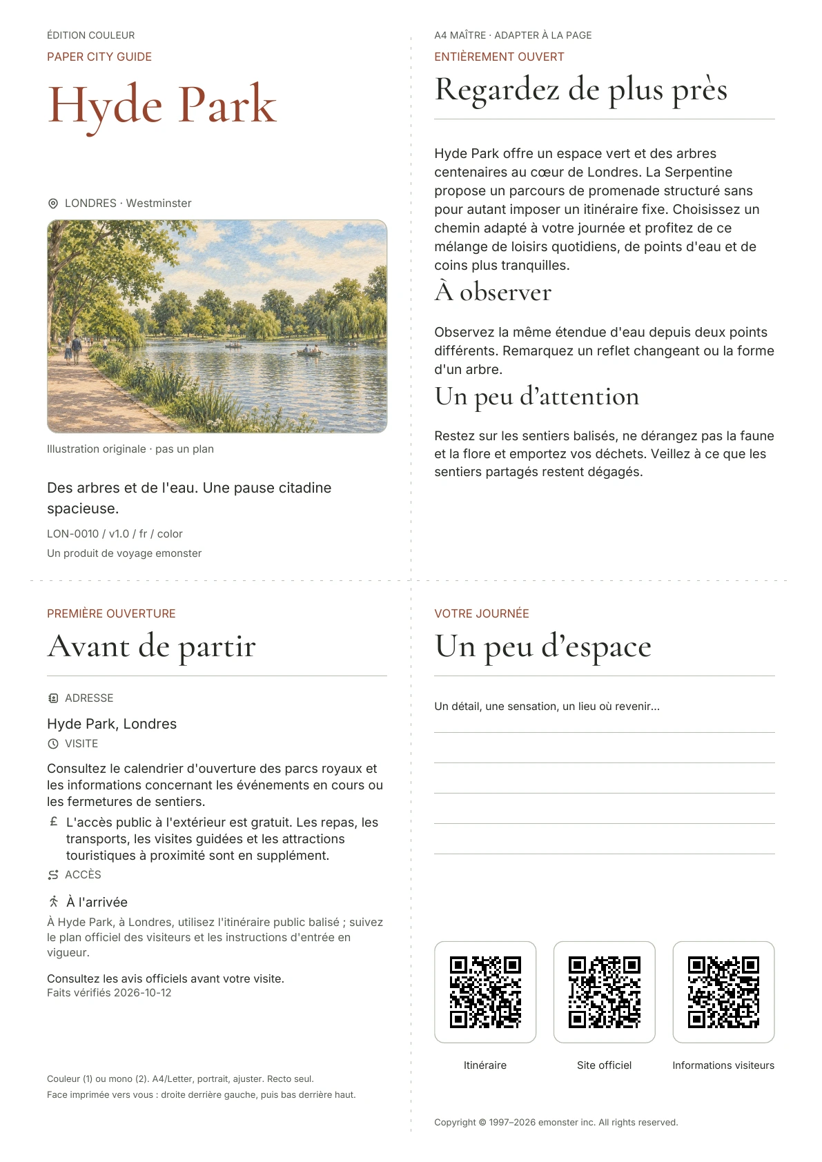 Couverture réelle du guide Hyde Park · Édition couleur