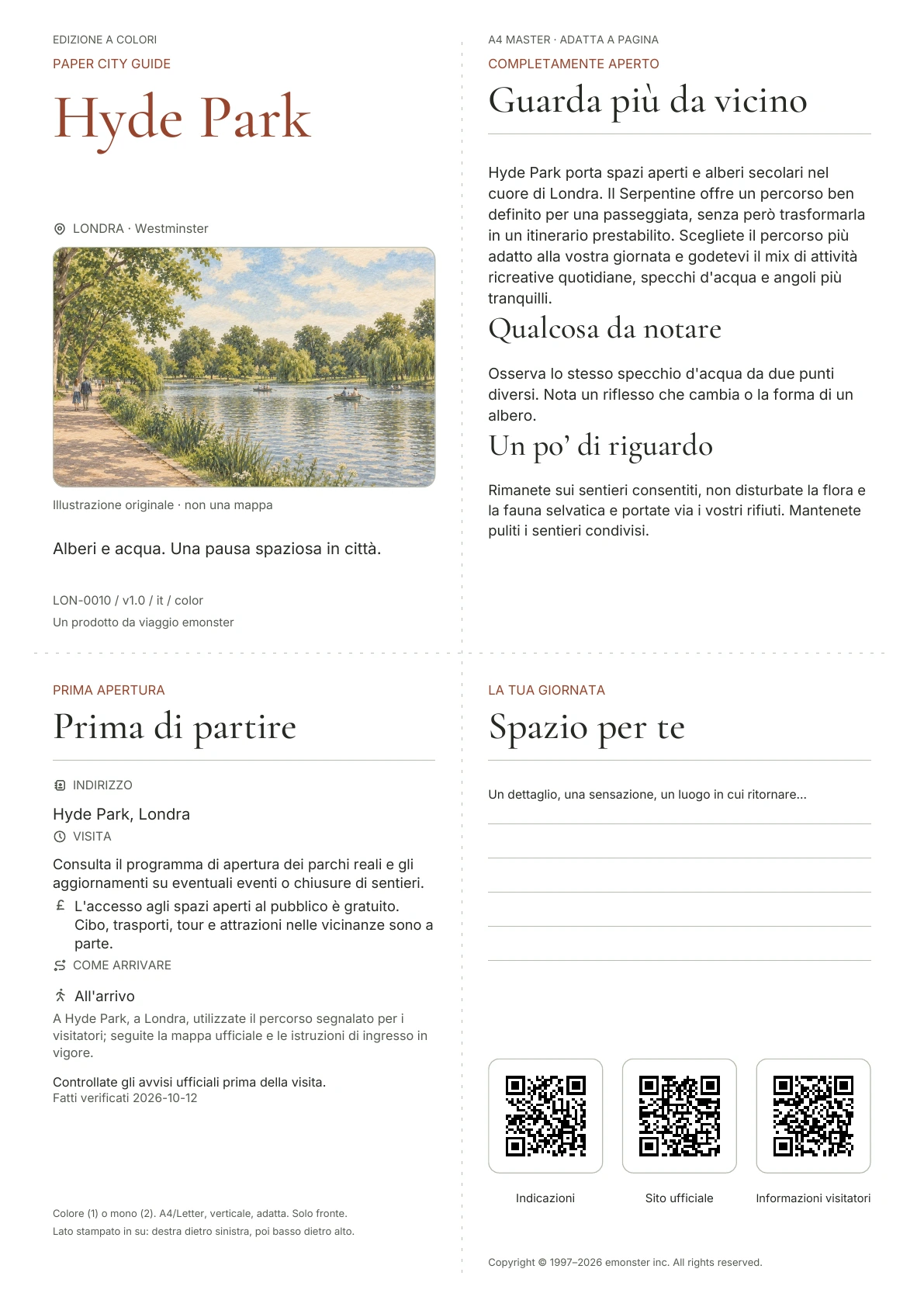 Copertina reale della guida Hyde Park · Edizione a colori