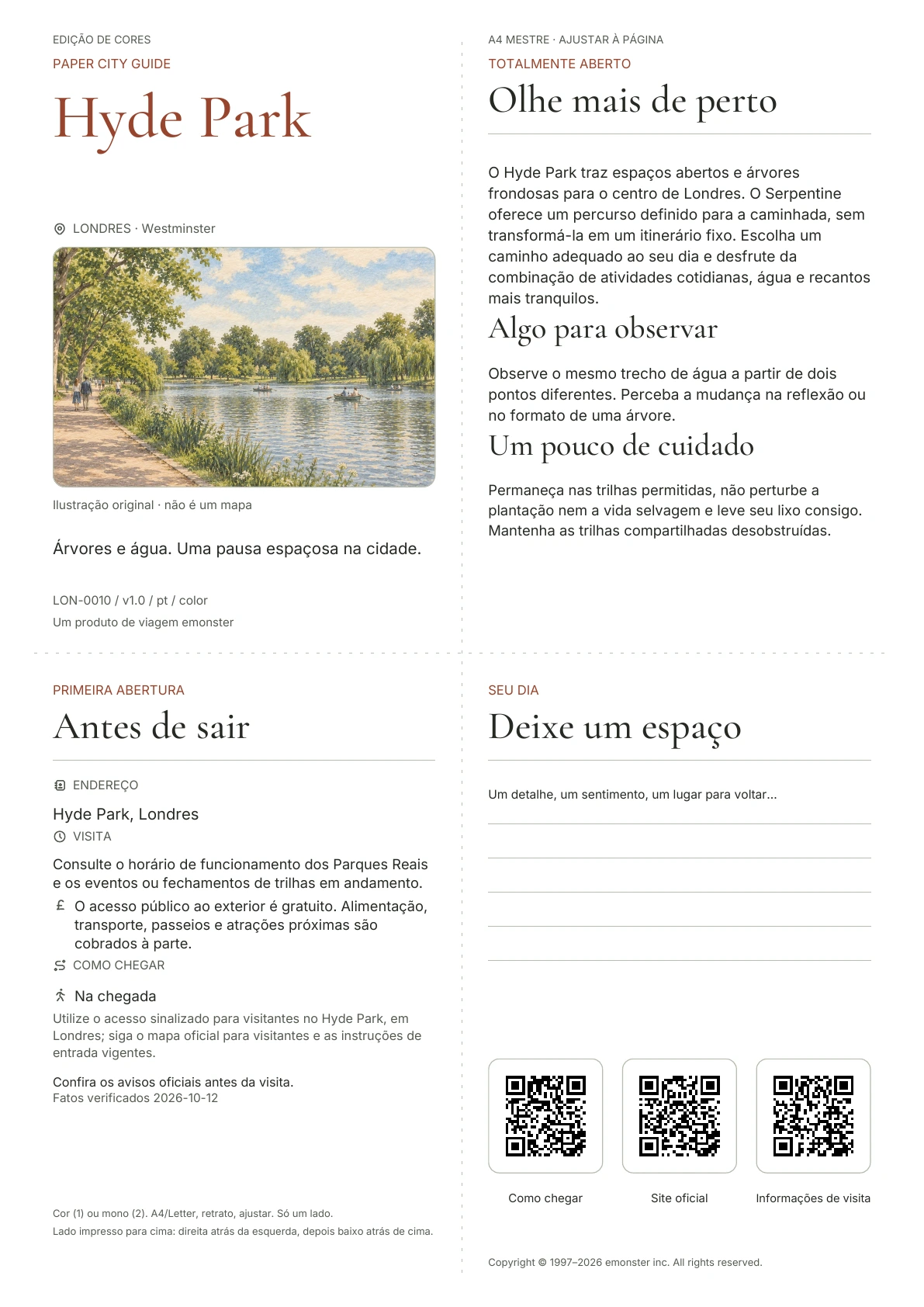 Capa real do guia Hyde Park · Edição colorida