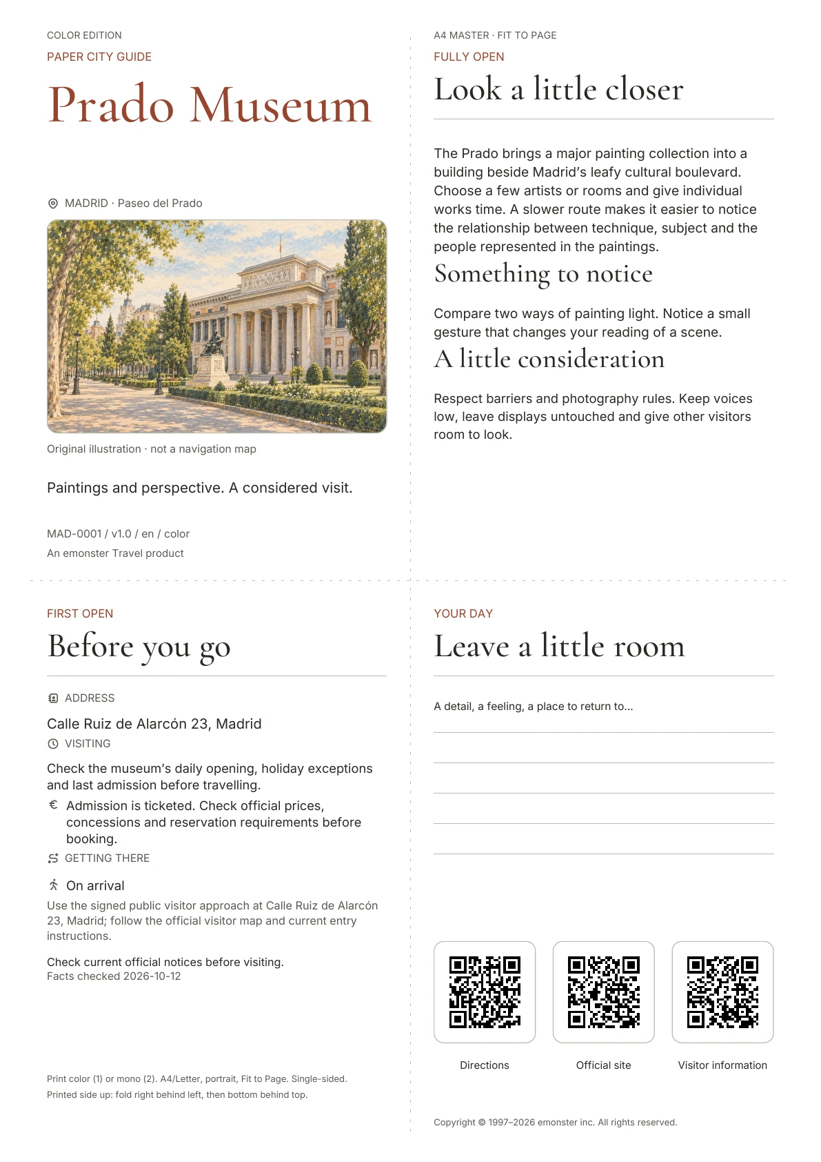 Actual Prado Museum guide cover · Color edition