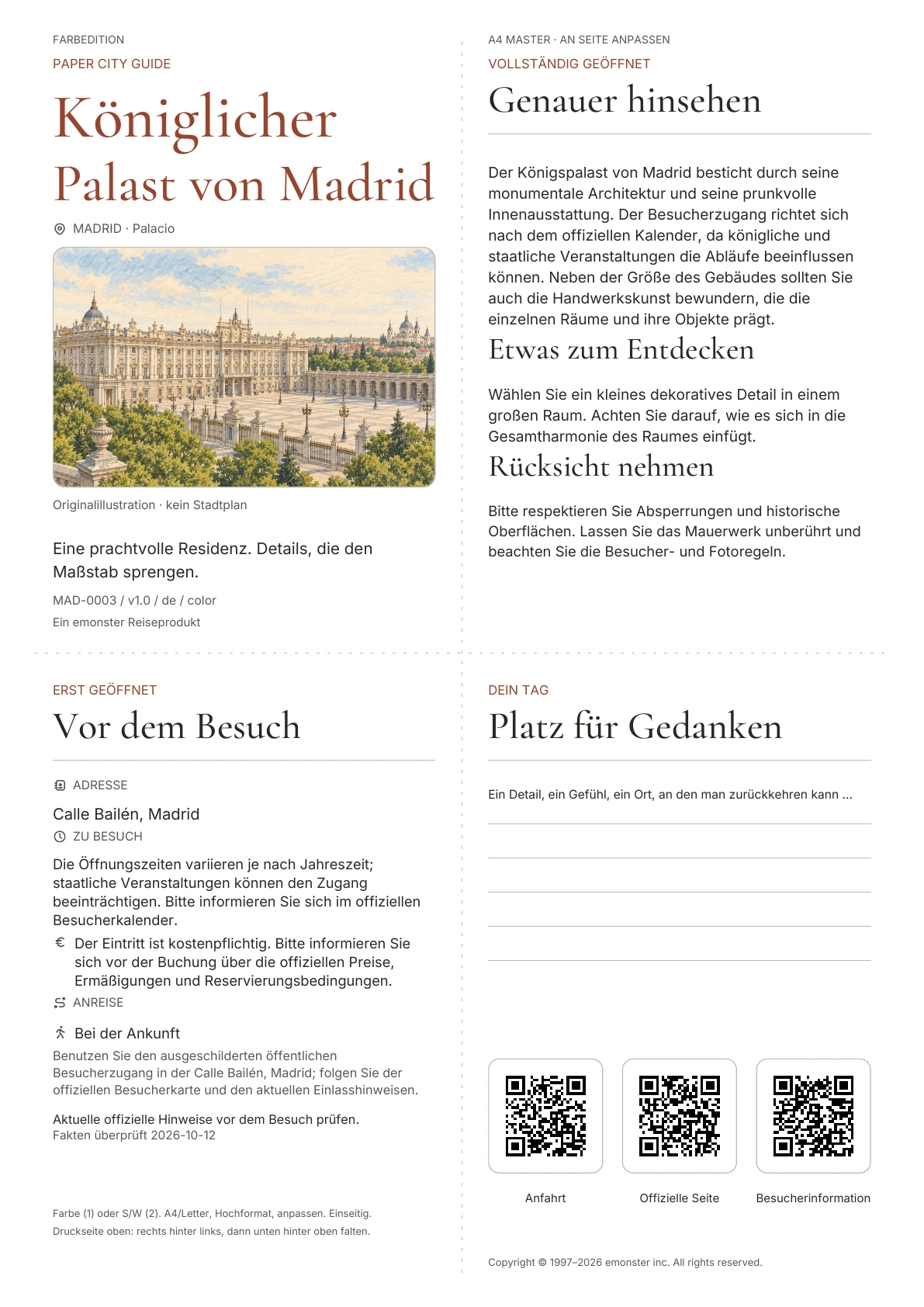 Tatsächliches Titelblatt: Königlicher Palast von Madrid · Farbausgabe
