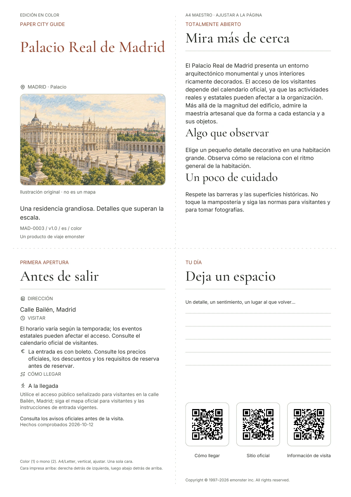 Portada real de la guía Palacio Real de Madrid · Edición en color