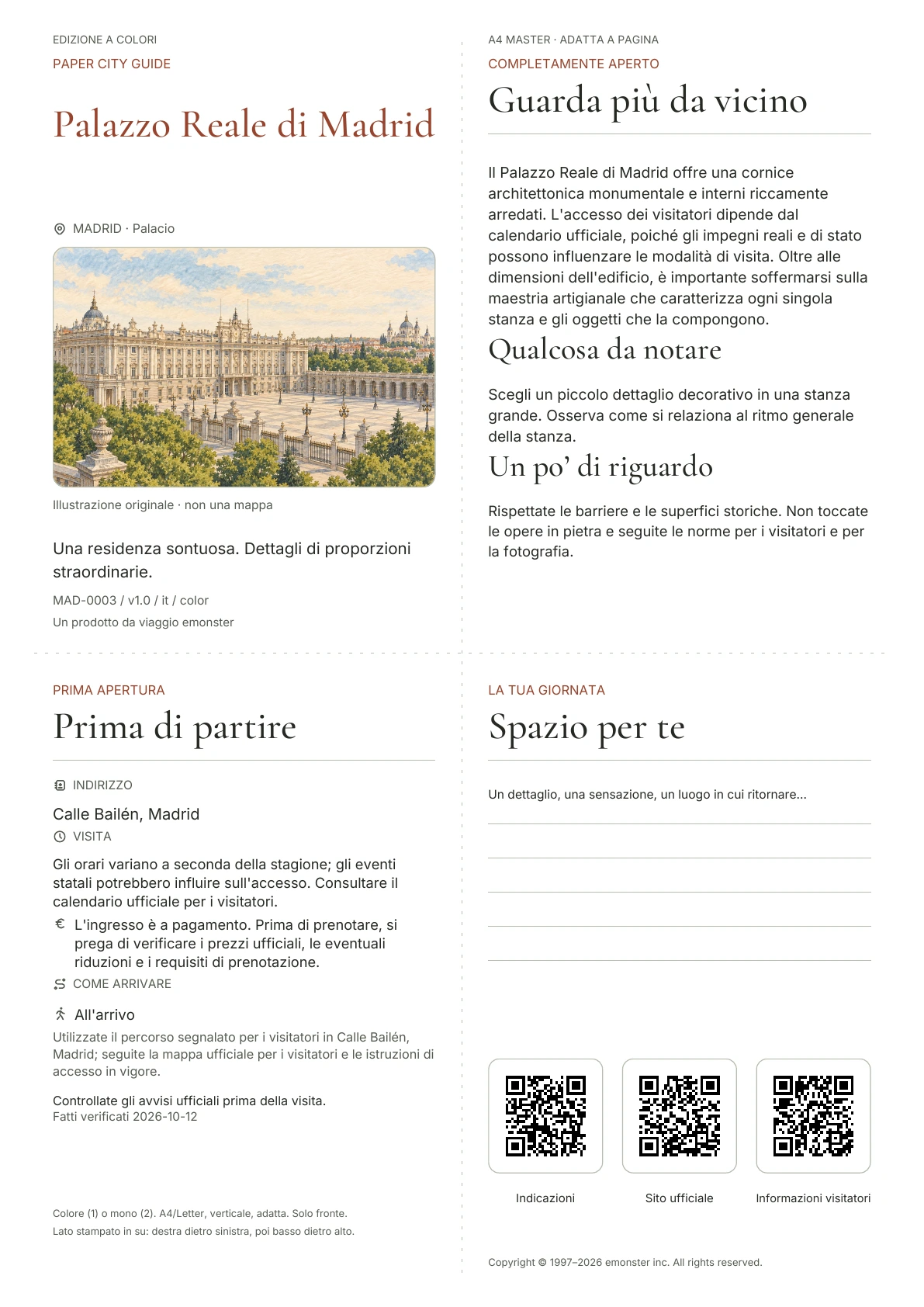 Copertina reale della guida Palazzo Reale di Madrid · Edizione a colori