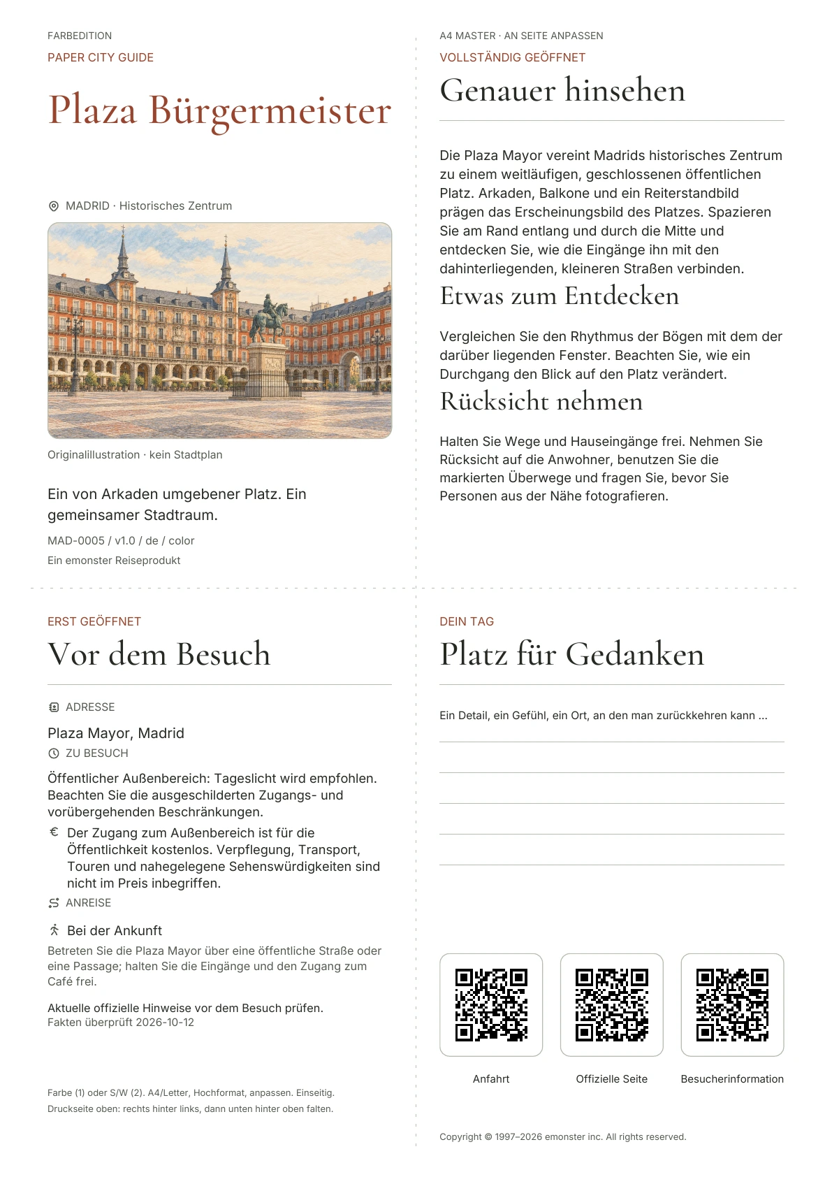 Tatsächliches Titelblatt: Plaza Bürgermeister · Farbausgabe