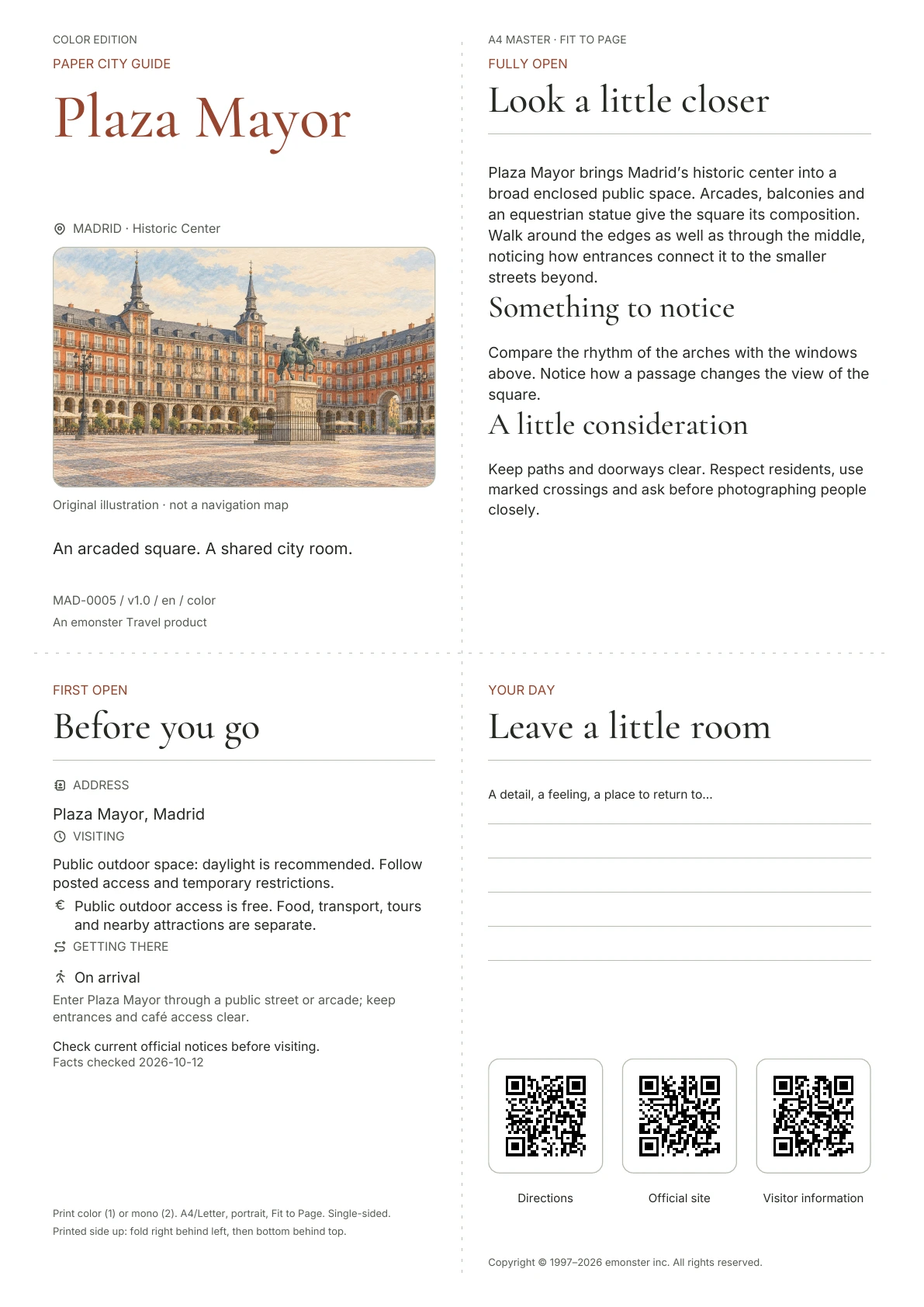 Actual Plaza Mayor guide cover · Color edition