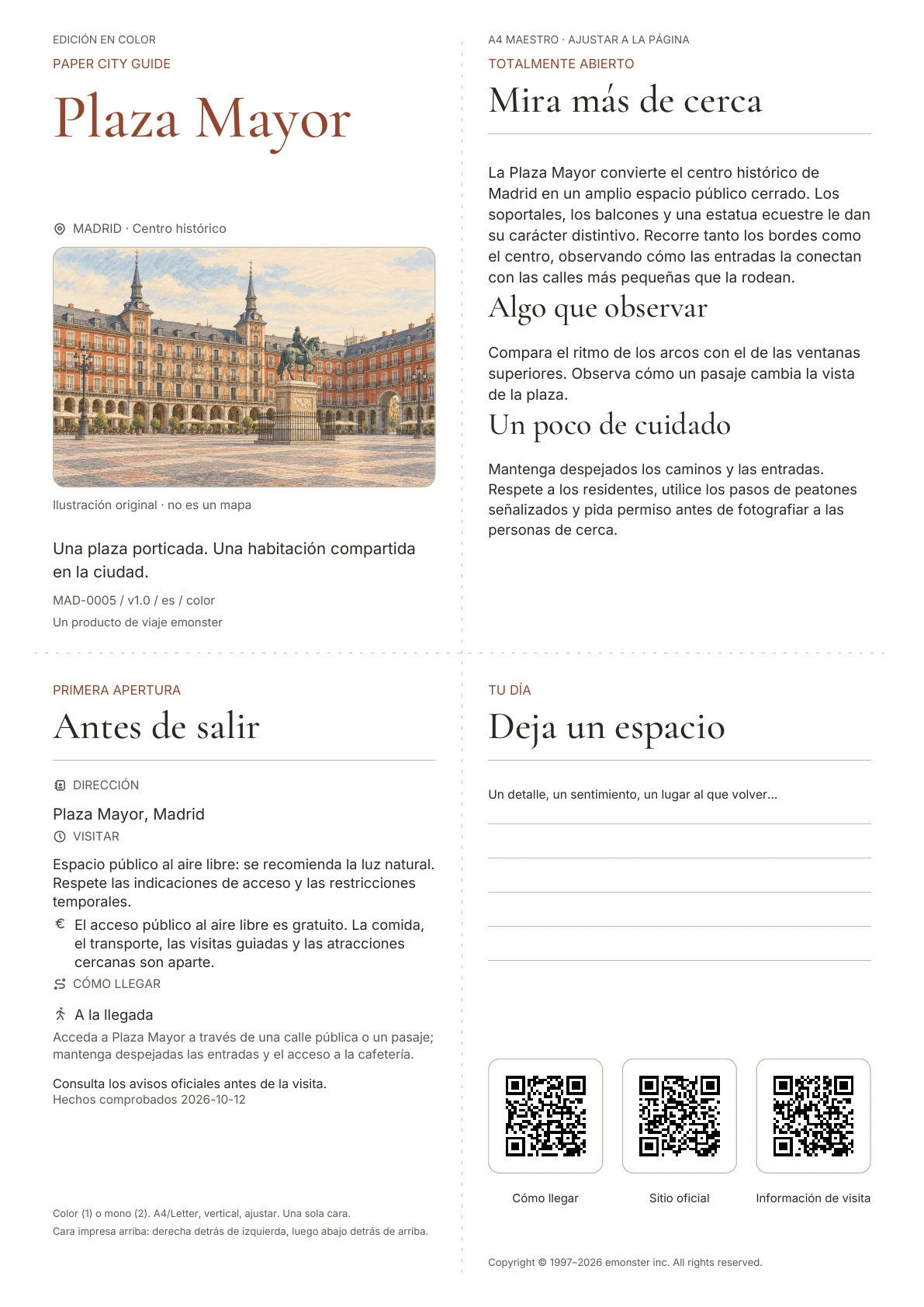 Portada real de la guía Plaza Mayor · Edición en color
