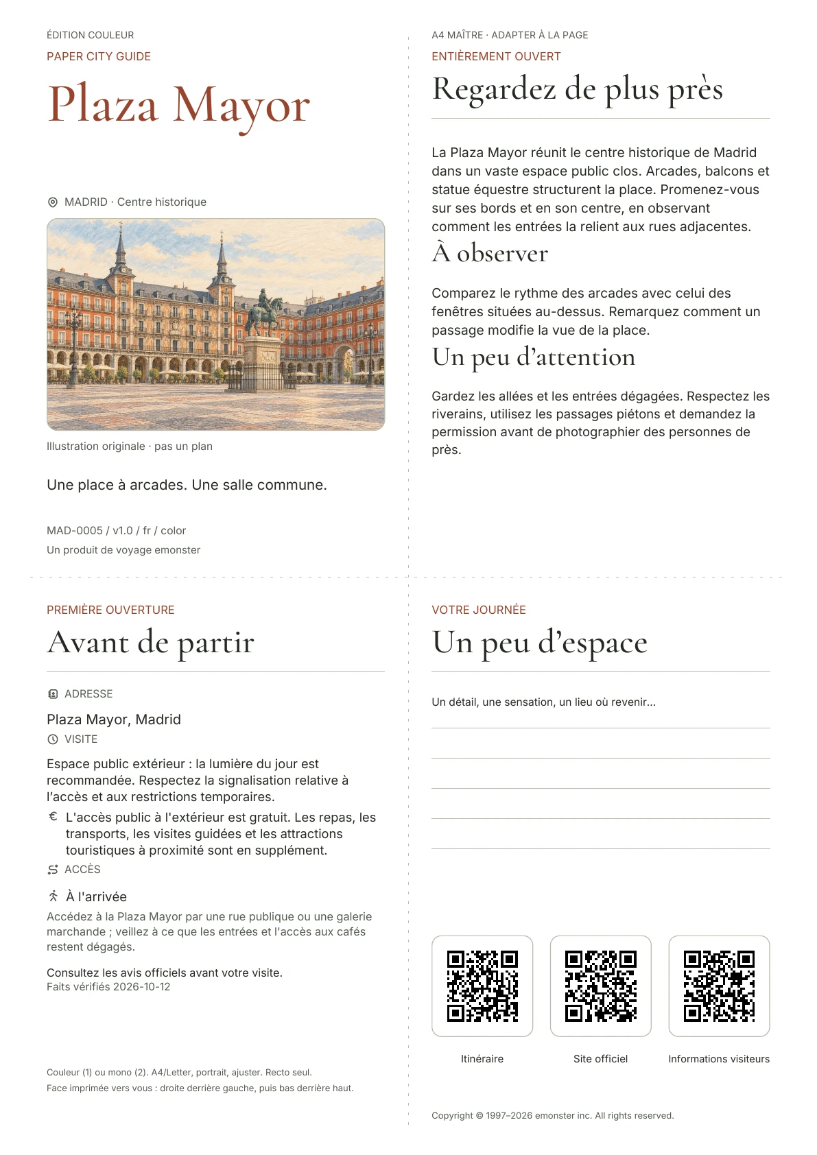 Couverture réelle du guide Plaza Mayor · Édition couleur