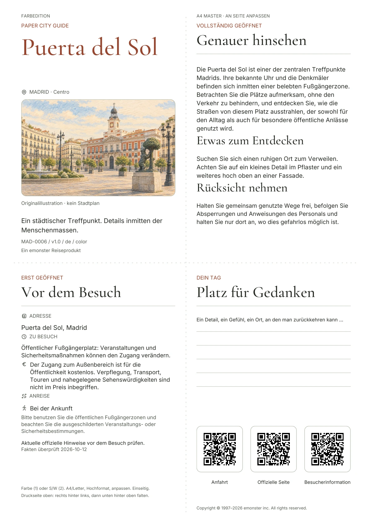 Tatsächliches Titelblatt: Puerta del Sol · Farbausgabe