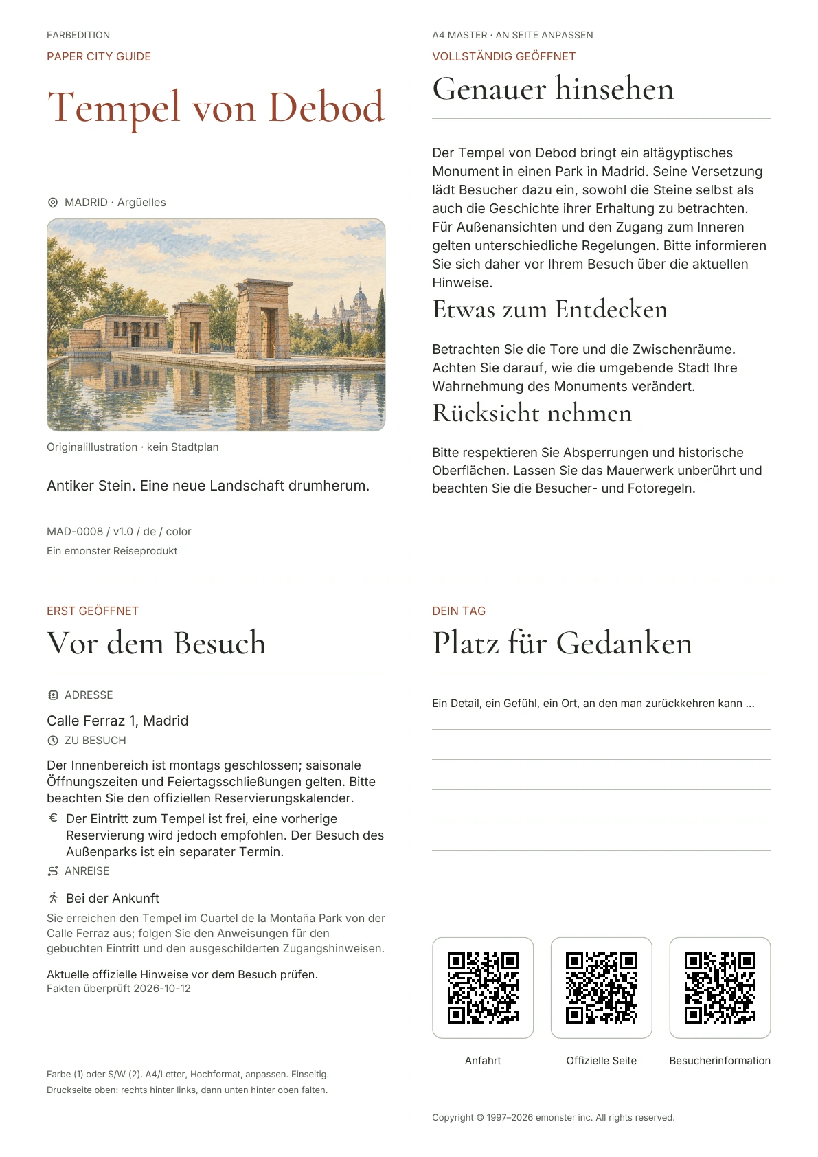 Tatsächliches Titelblatt: Tempel von Debod · Farbausgabe