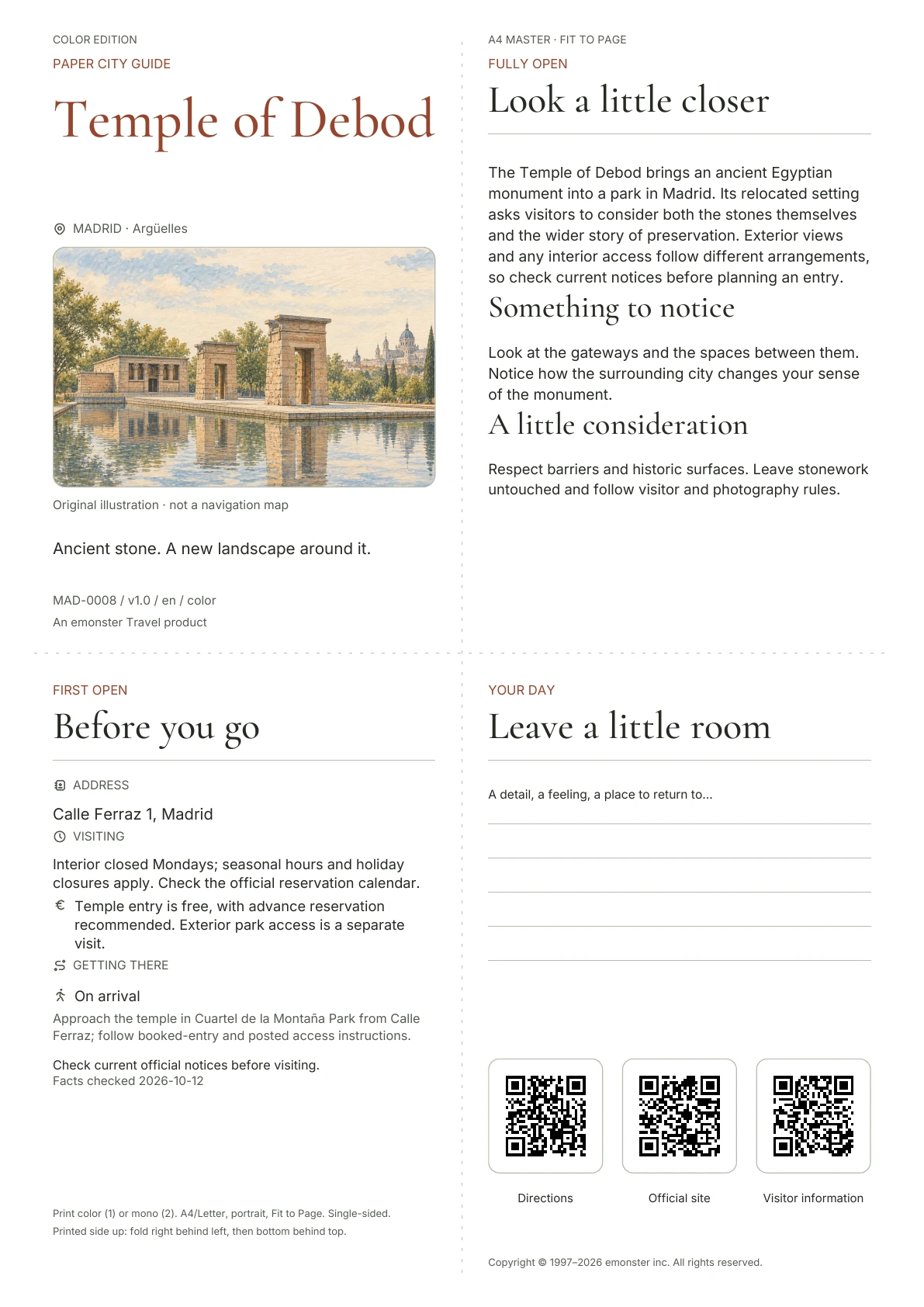 Actual Temple of Debod guide cover · Color edition