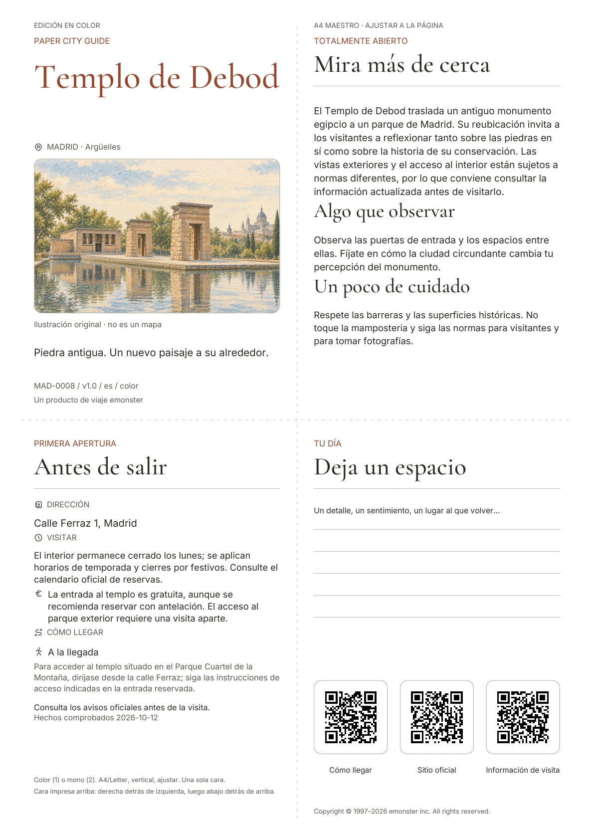 Portada real de la guía Templo de Debod · Edición en color