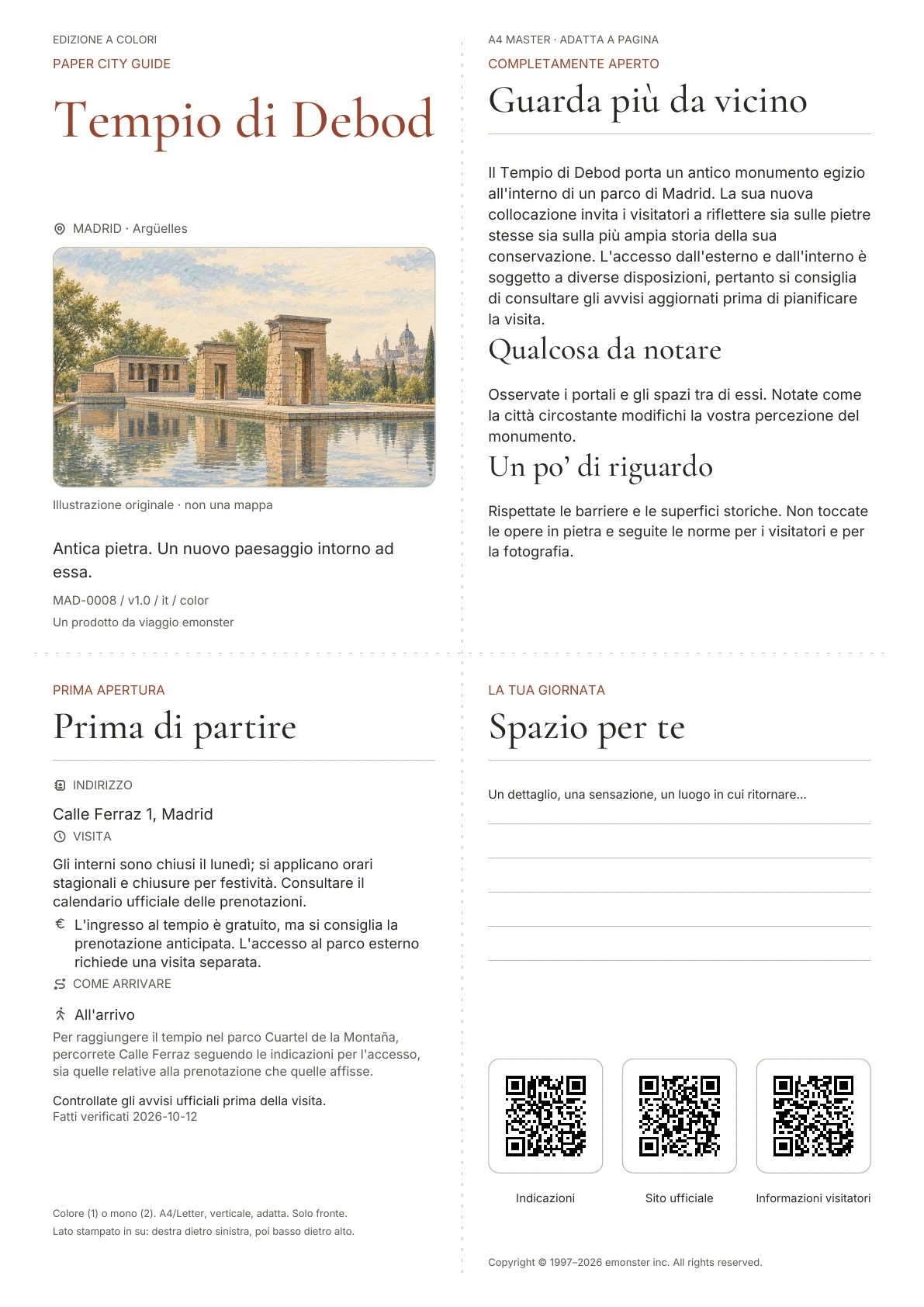 Copertina reale della guida Tempio di Debod · Edizione a colori