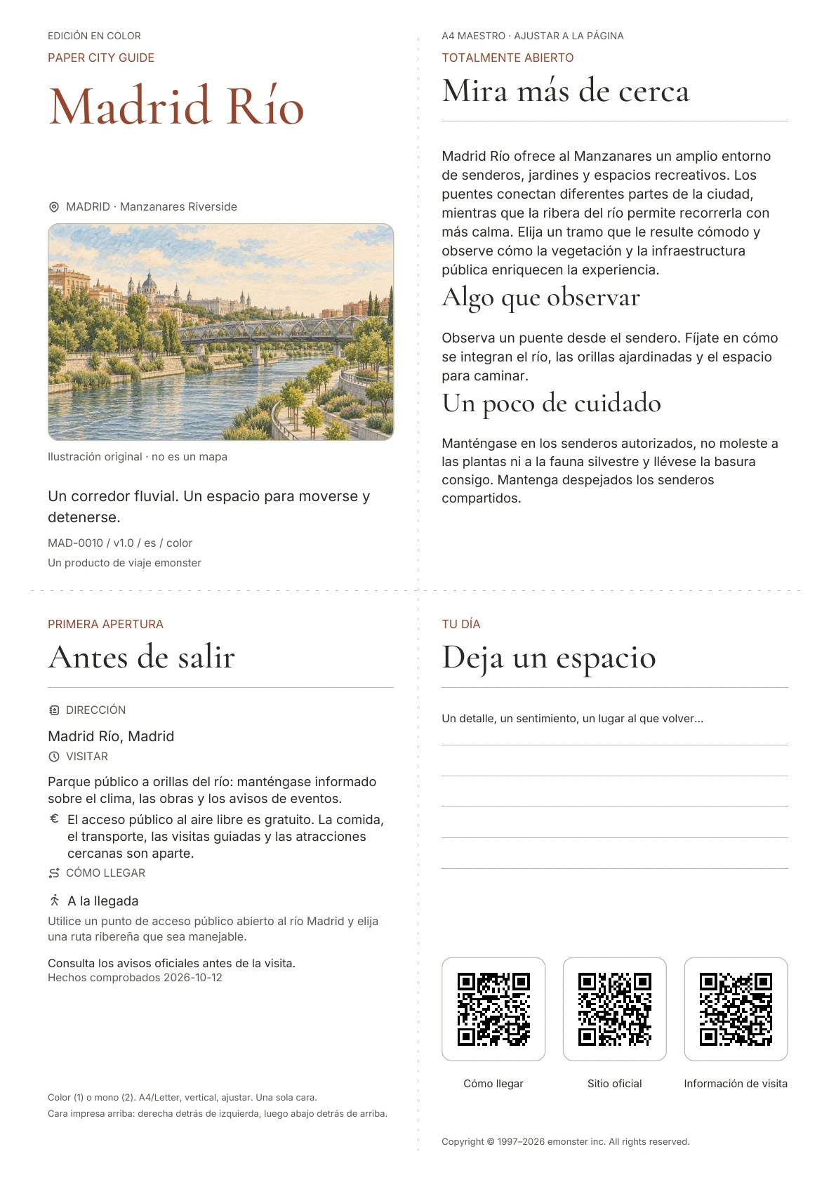 Portada real de la guía Madrid Río · Edición en color