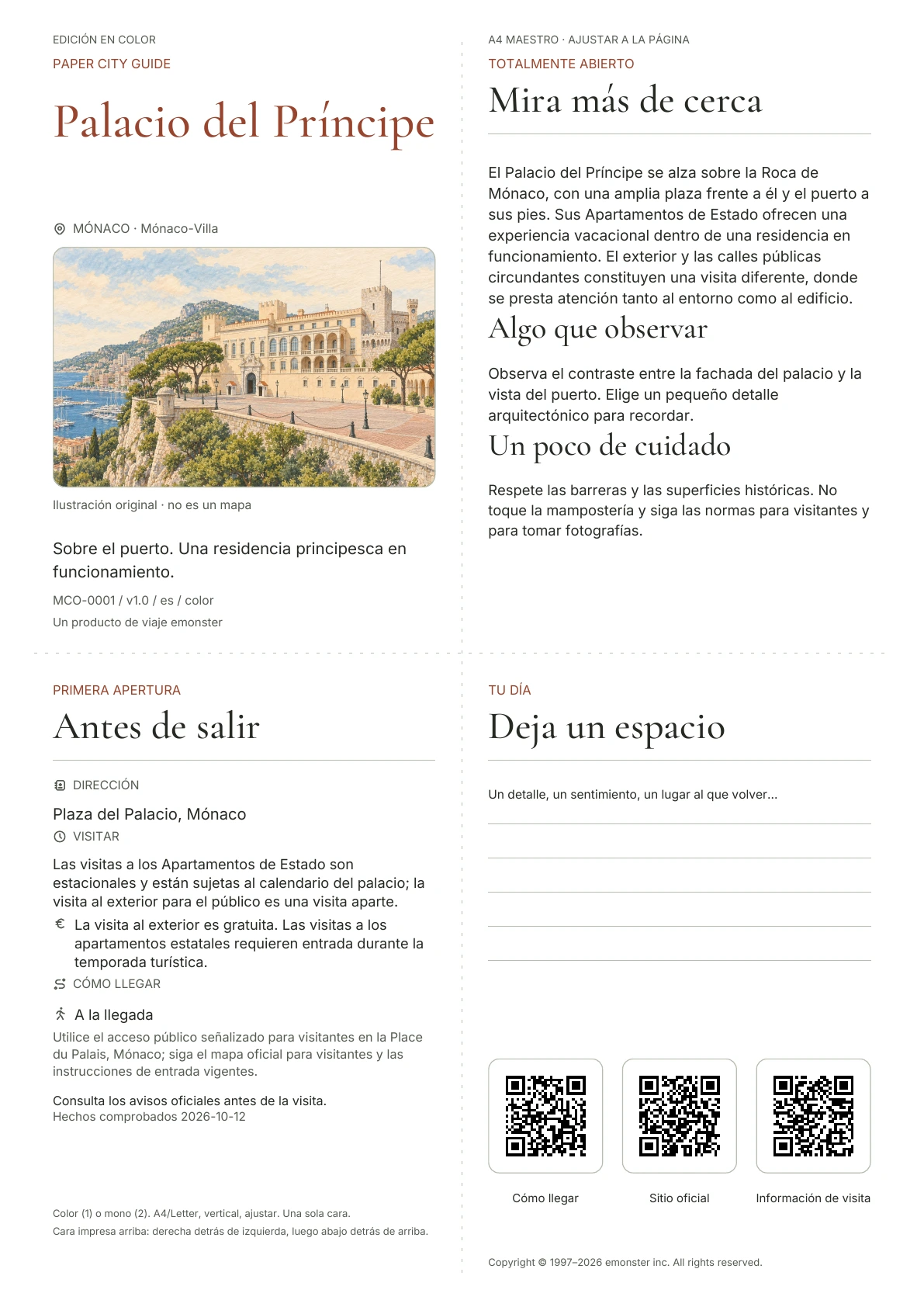 Portada real de la guía Palacio del Príncipe · Edición en color