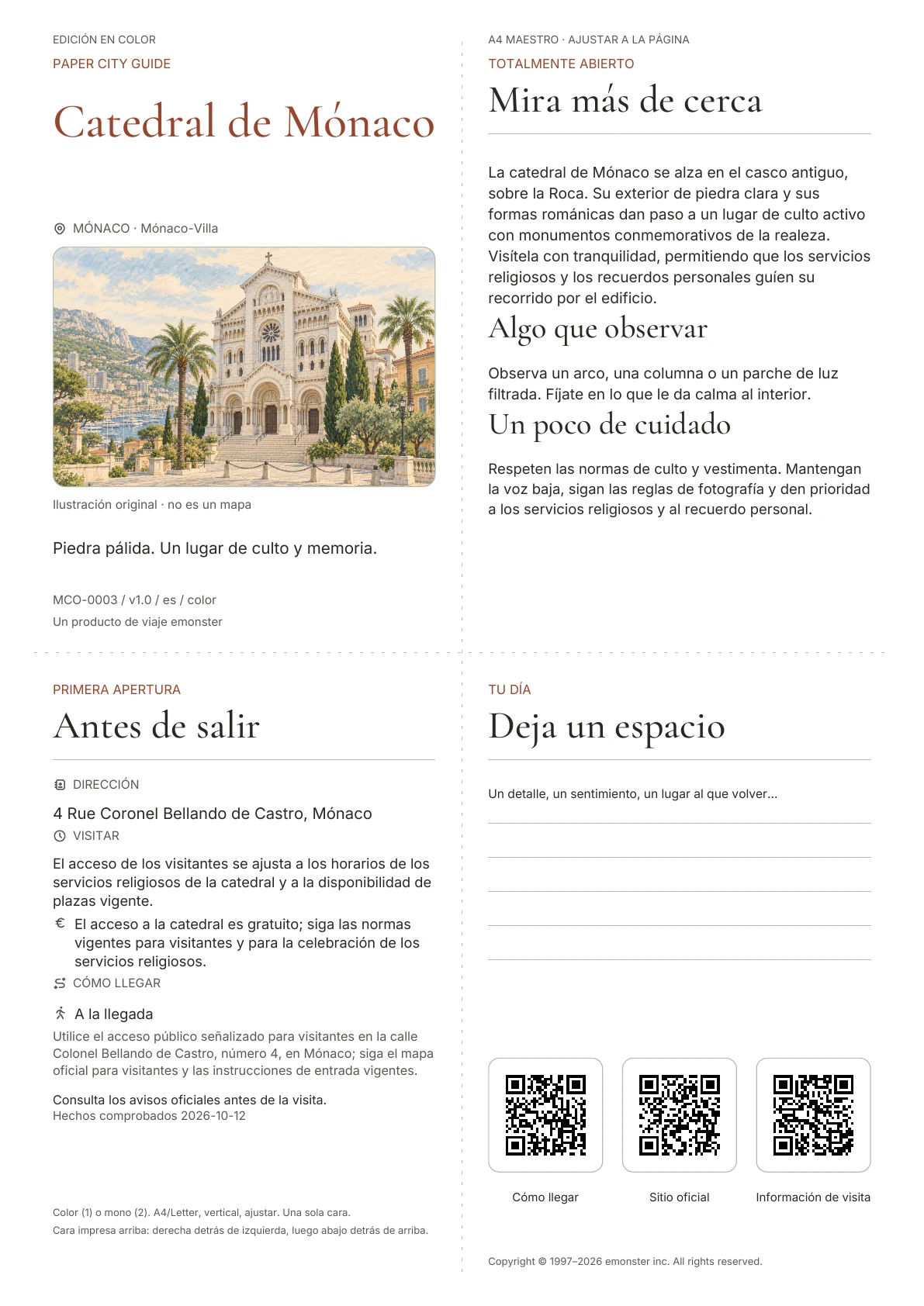 Portada real de la guía Catedral de Mónaco · Edición en color