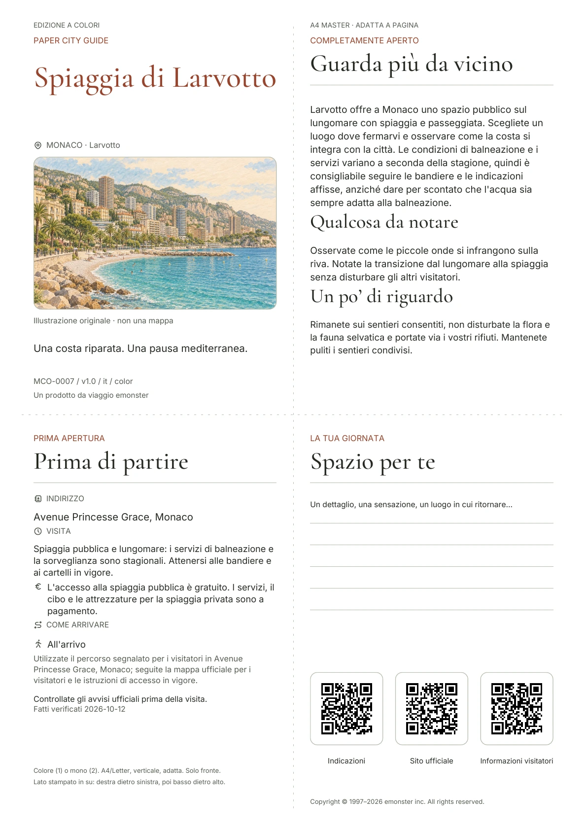 Copertina reale della guida Spiaggia di Larvotto · Edizione a colori