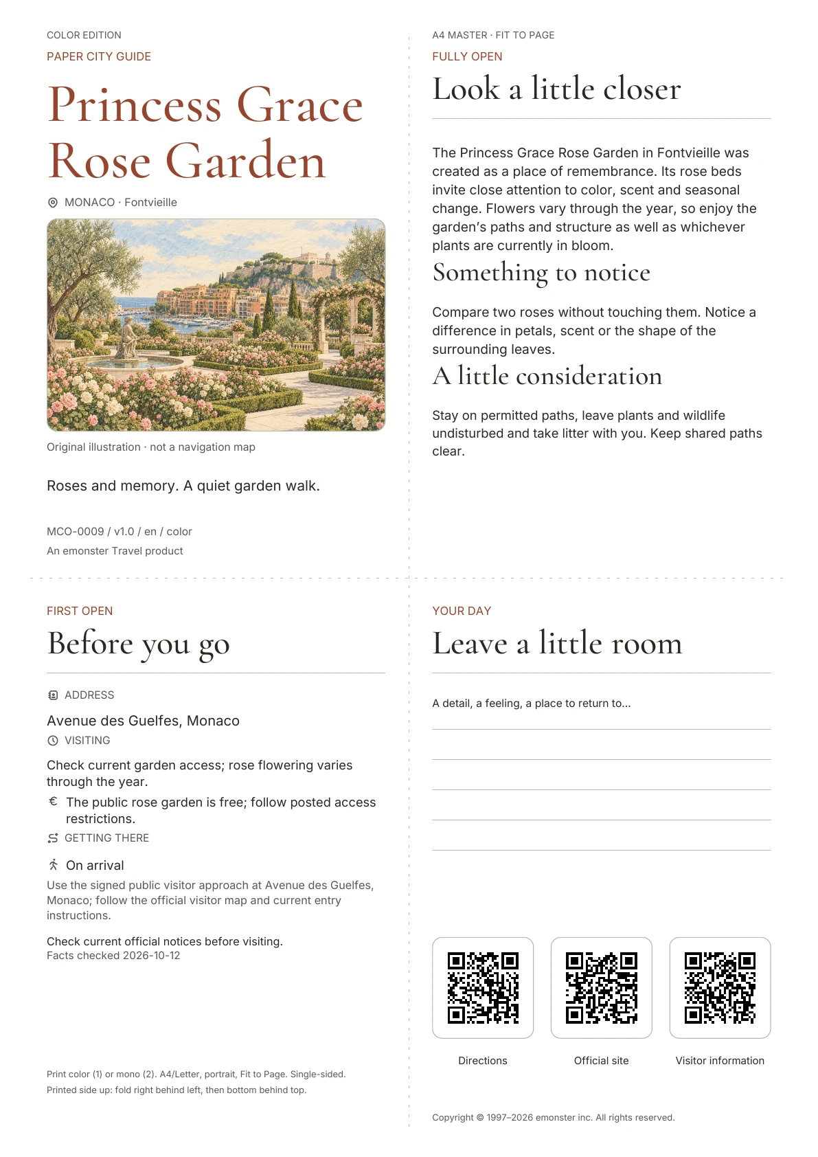 Actual Princess Grace Rose Garden guide cover · Color edition