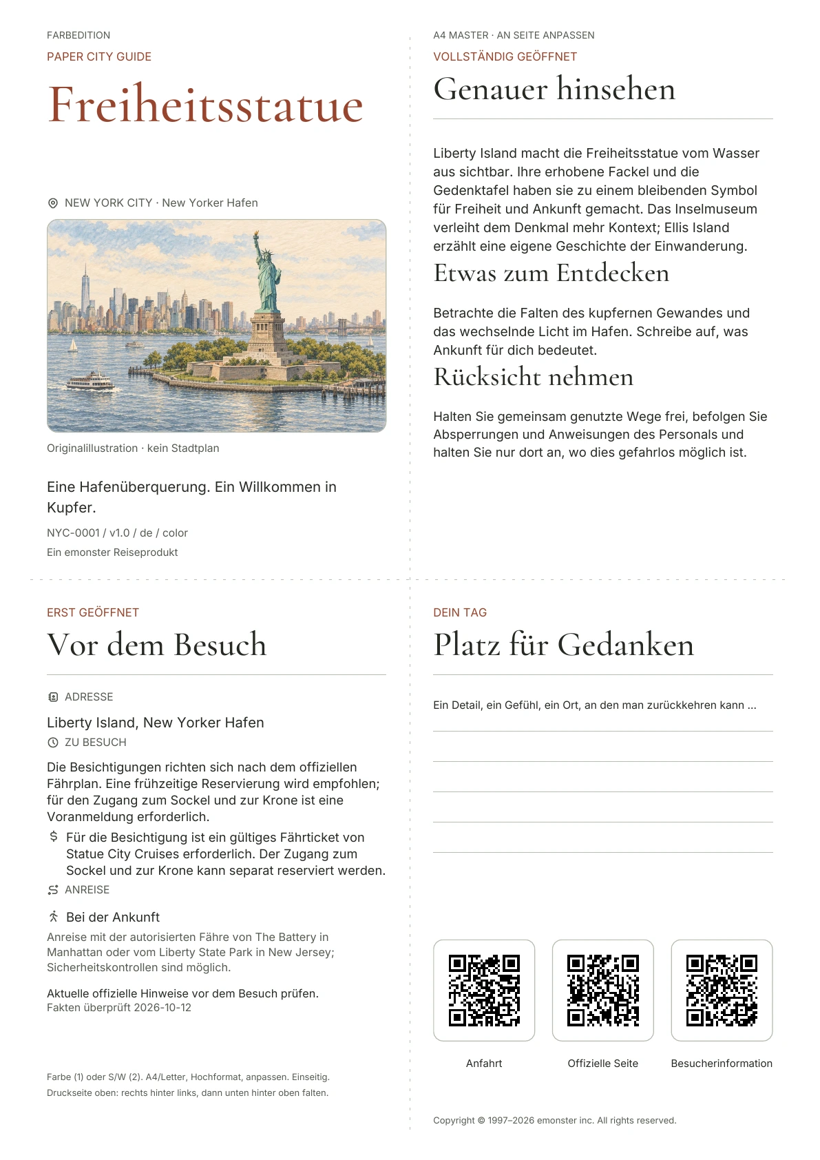 Tatsächliches Titelblatt: Freiheitsstatue · Farbausgabe