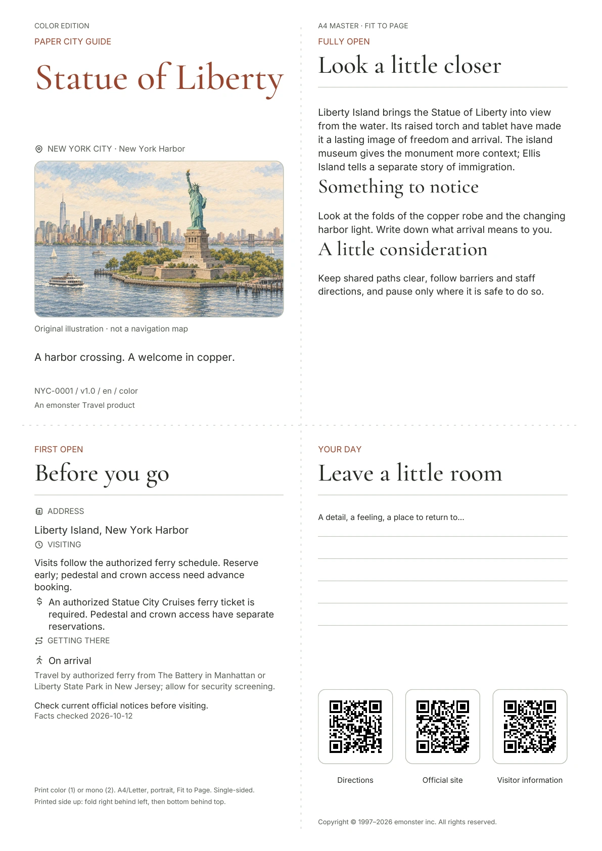 Actual Statue of Liberty guide cover · Color edition
