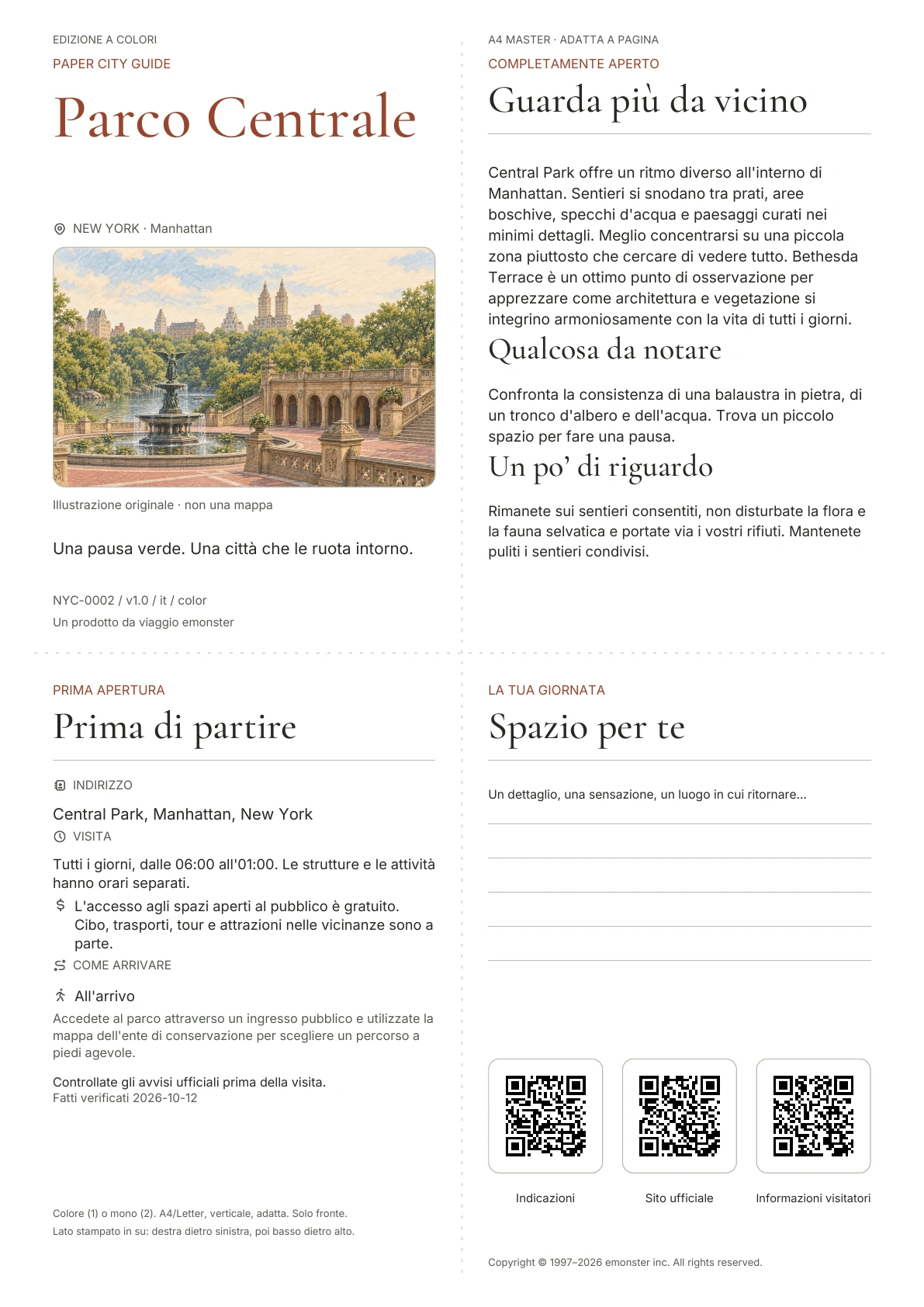 Copertina reale della guida Parco Centrale · Edizione a colori