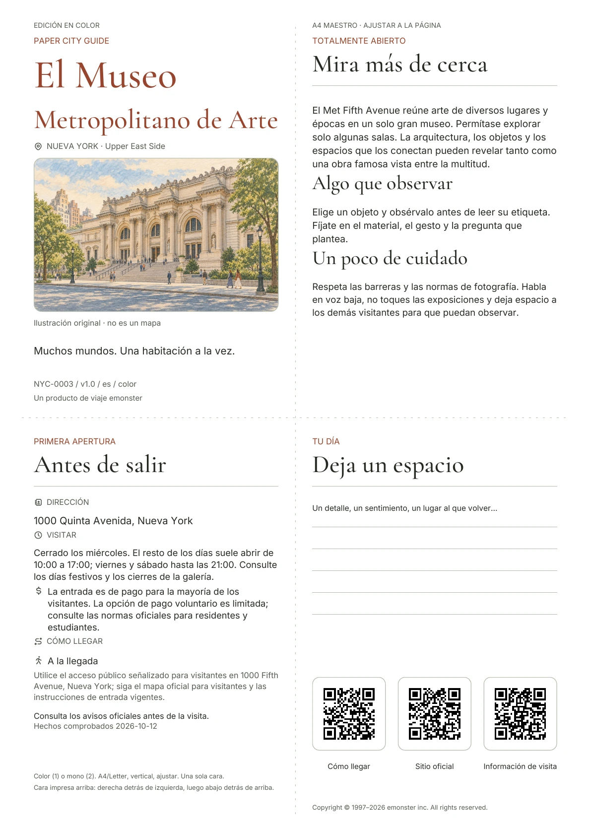 Portada real de la guía El Museo Metropolitano de Arte · Edición en color