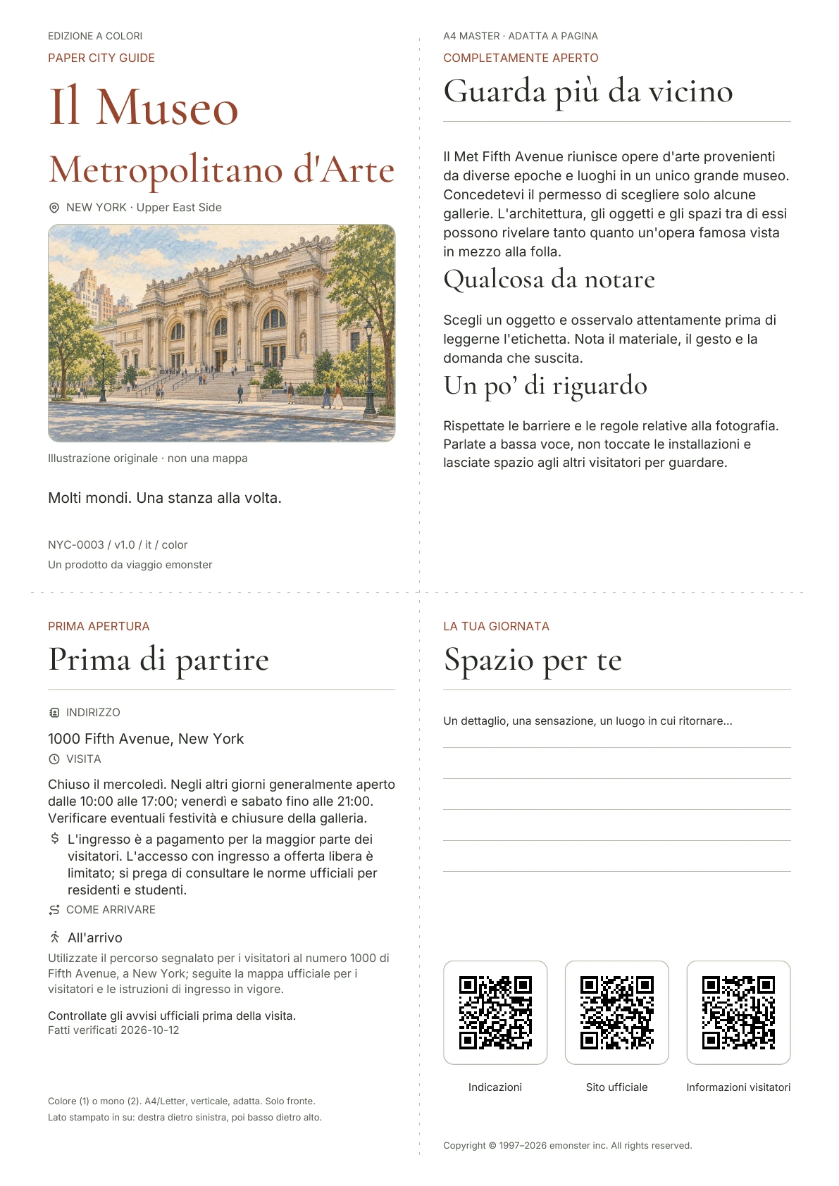 Copertina reale della guida Il Museo Metropolitano d'Arte · Edizione a colori