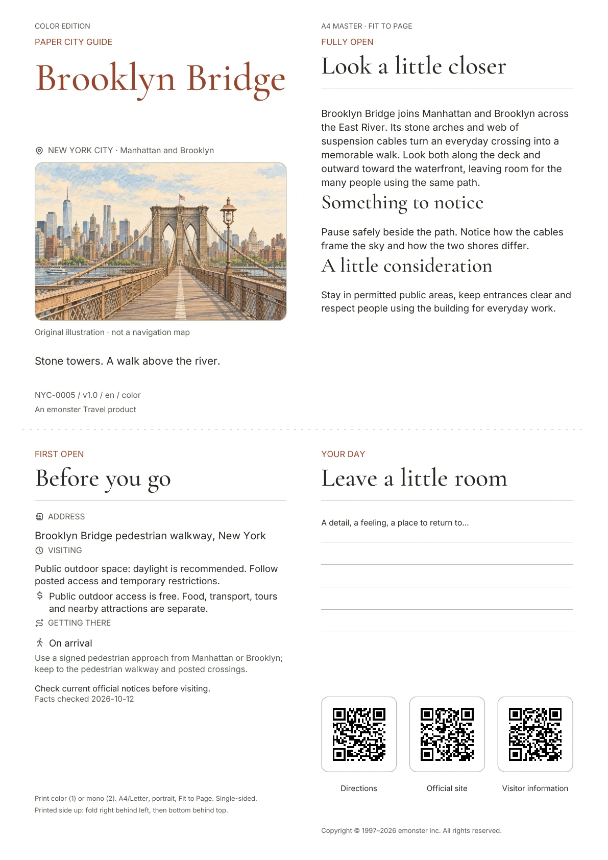 Actual Brooklyn Bridge guide cover · Color edition