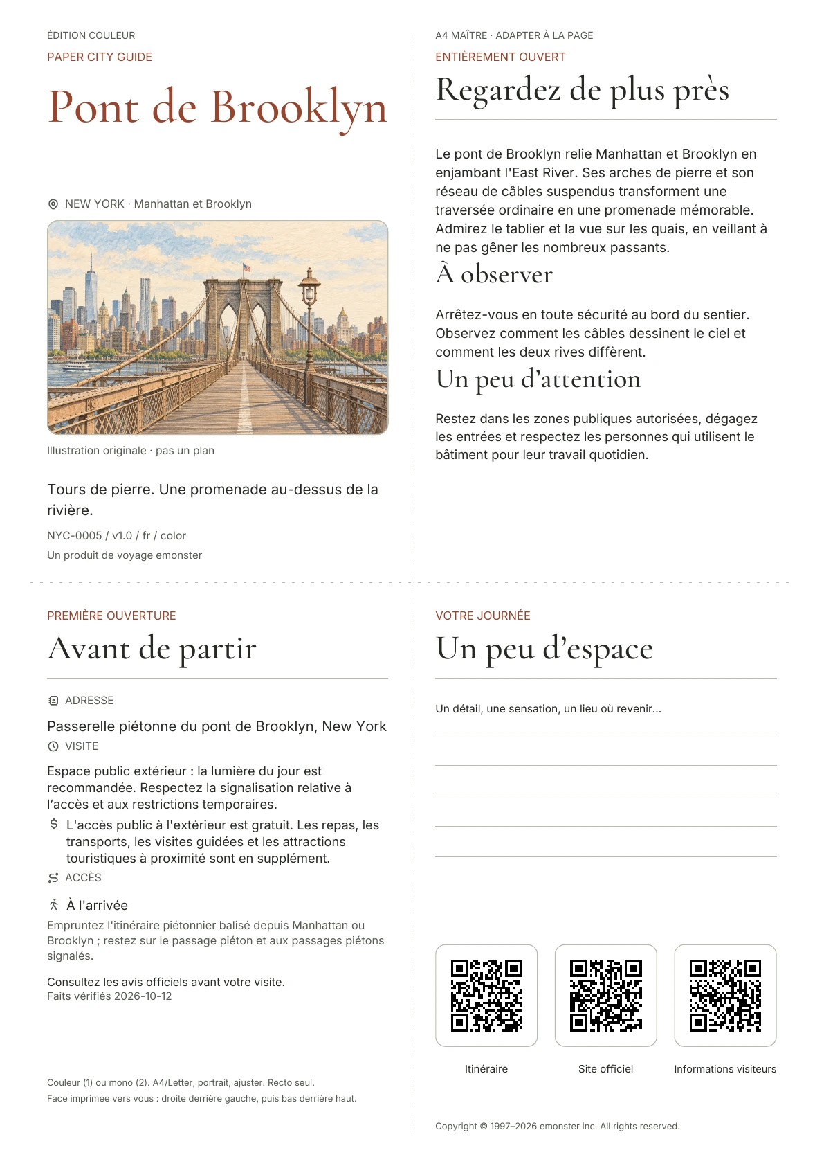 Couverture réelle du guide Pont de Brooklyn · Édition couleur