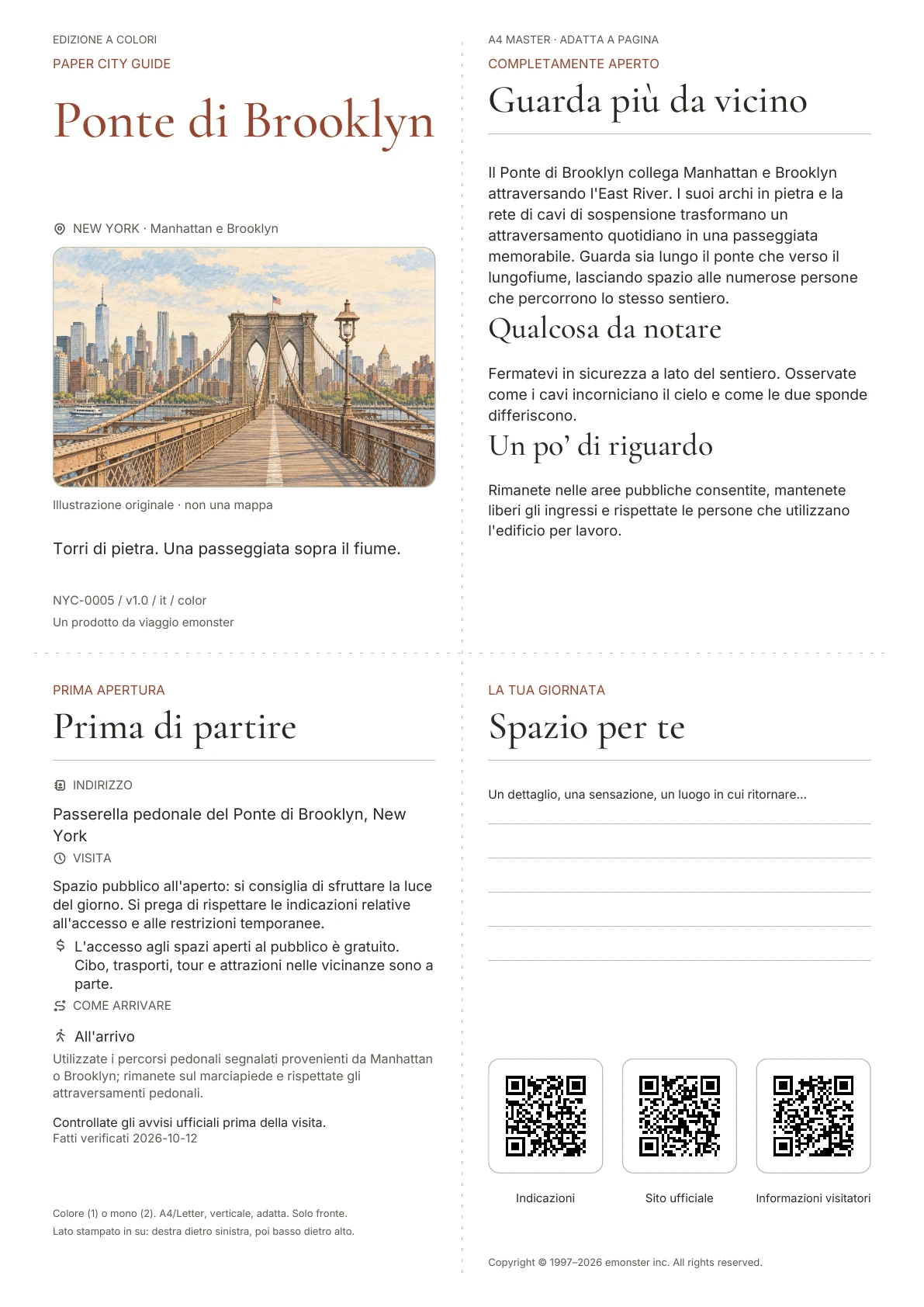 Copertina reale della guida Ponte di Brooklyn · Edizione a colori