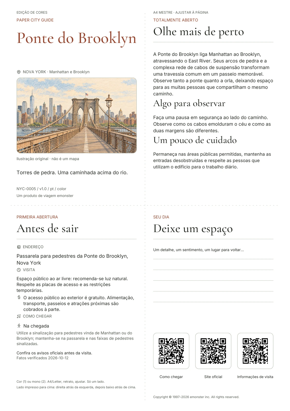 Capa real do guia Ponte do Brooklyn · Edição colorida