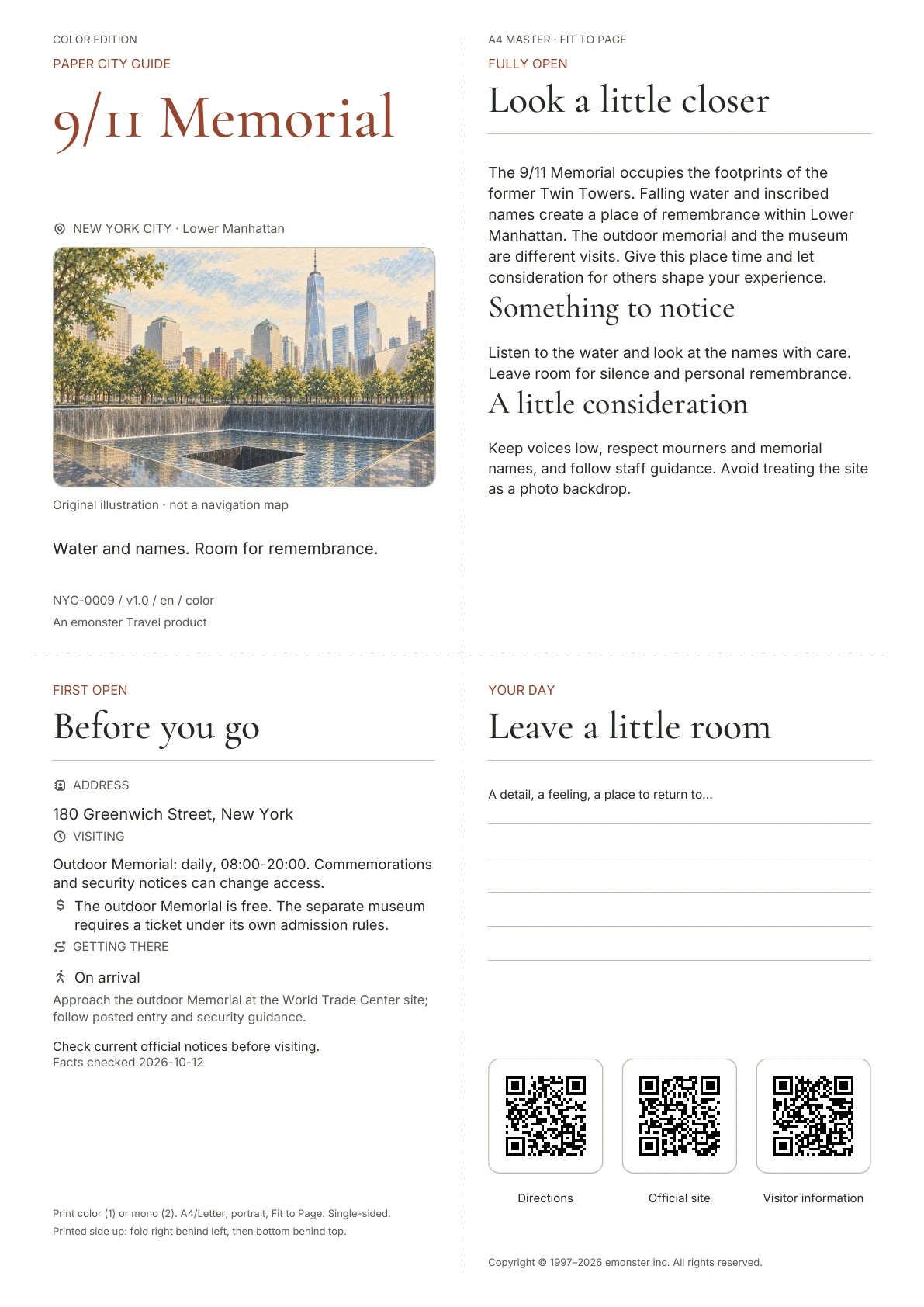 Actual 9/11 Memorial guide cover · Color edition