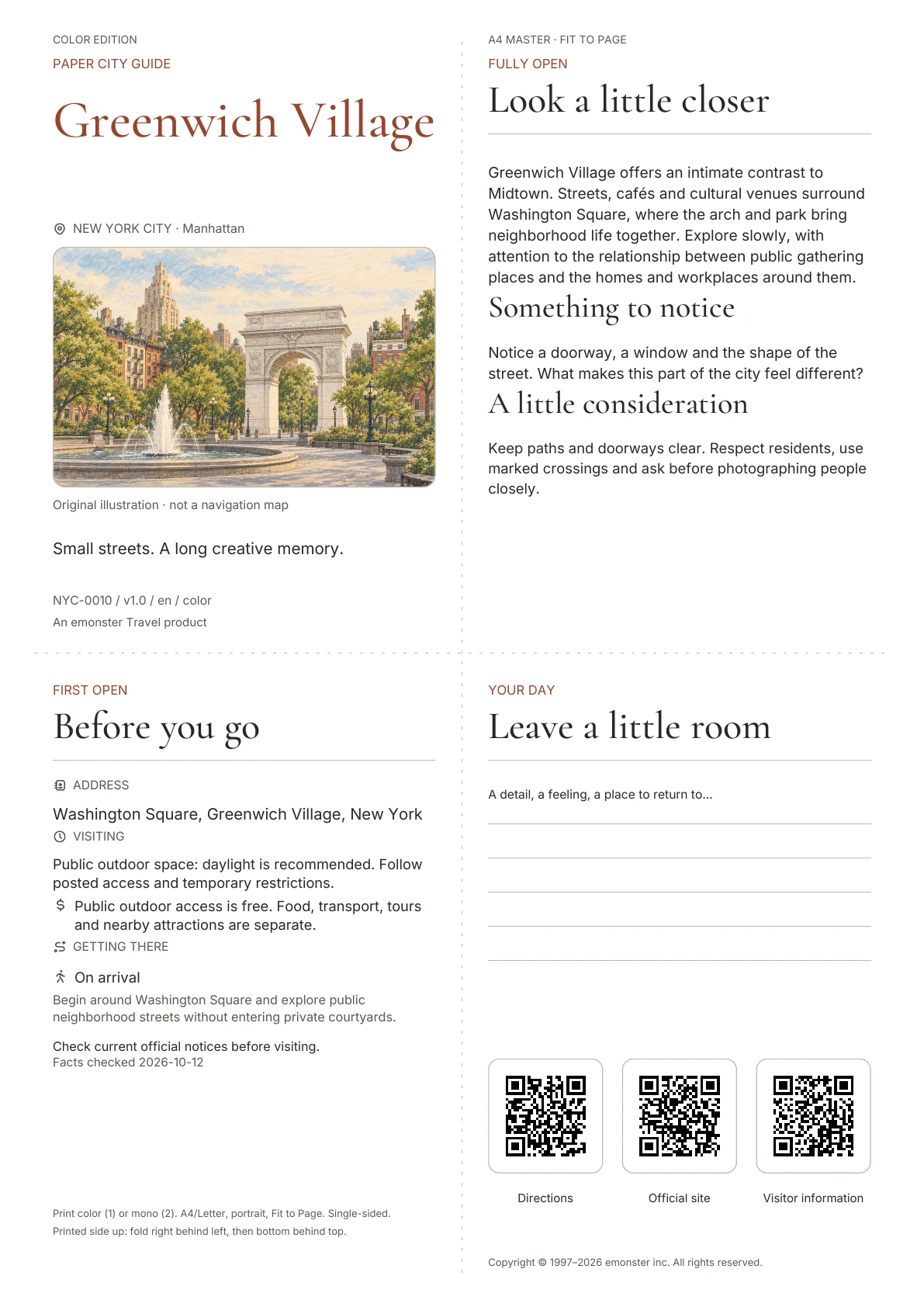 Actual Greenwich Village guide cover · Color edition
