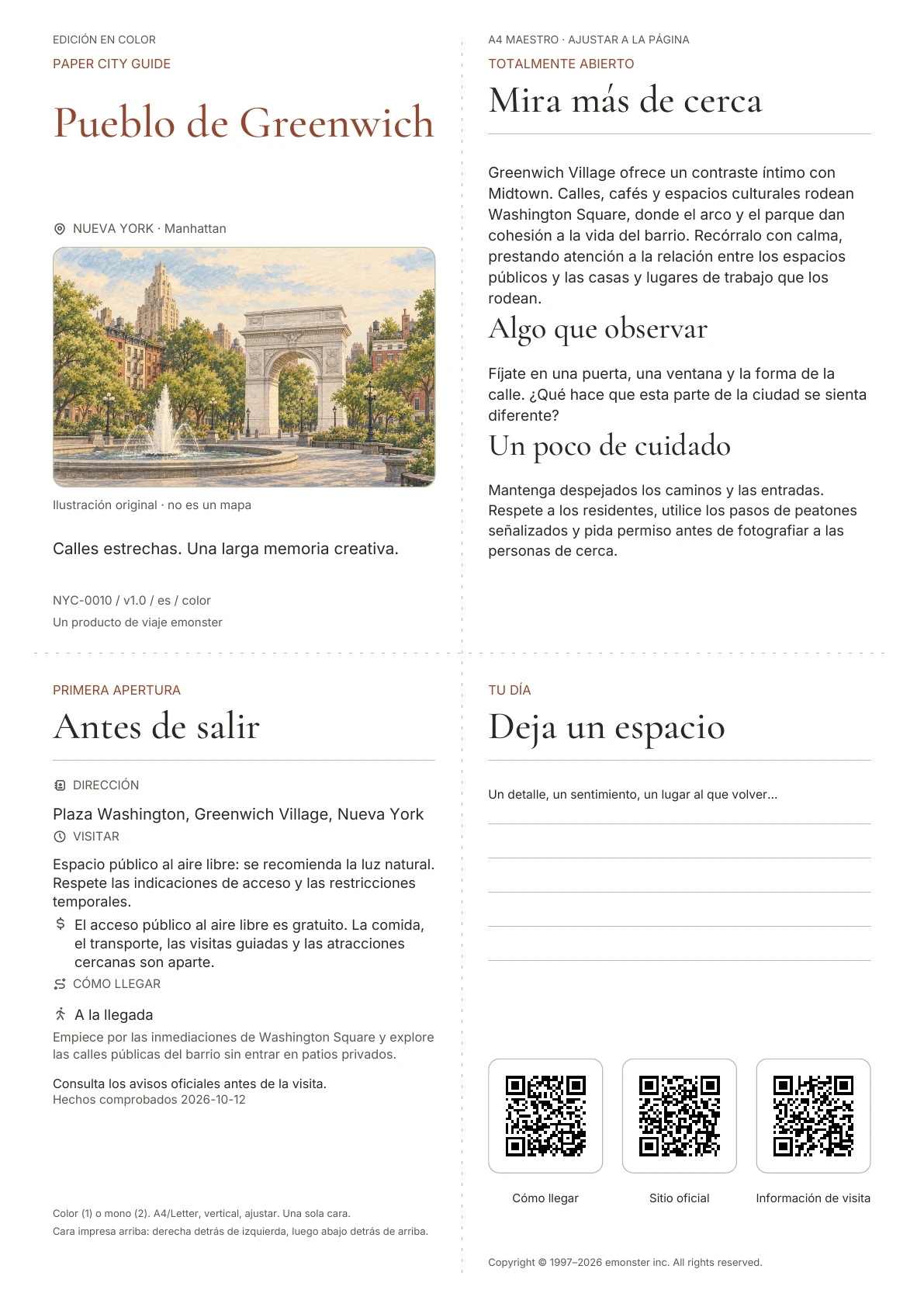 Portada real de la guía Pueblo de Greenwich · Edición en color