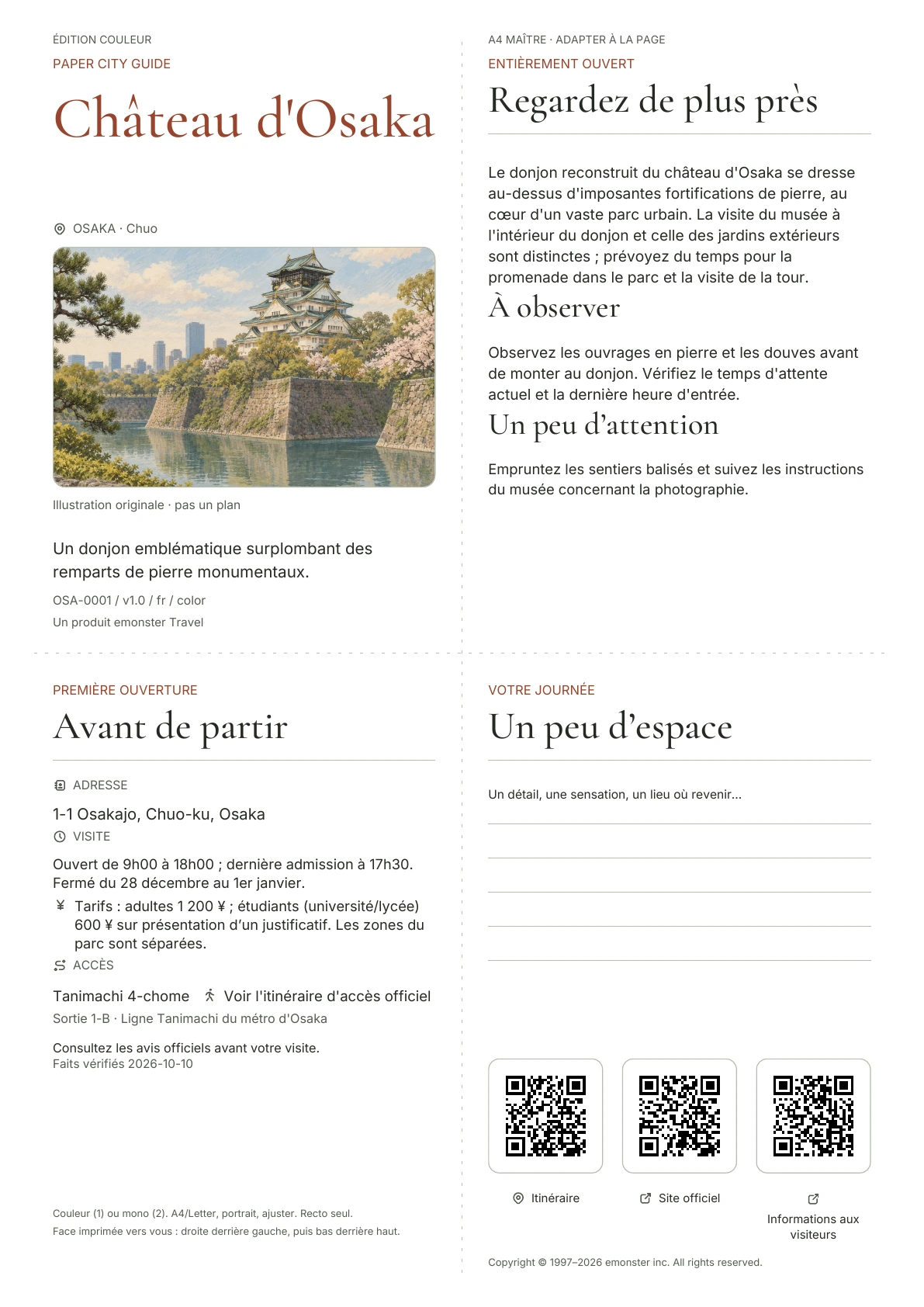 Couverture réelle du guide Château d'Osaka · Édition couleur