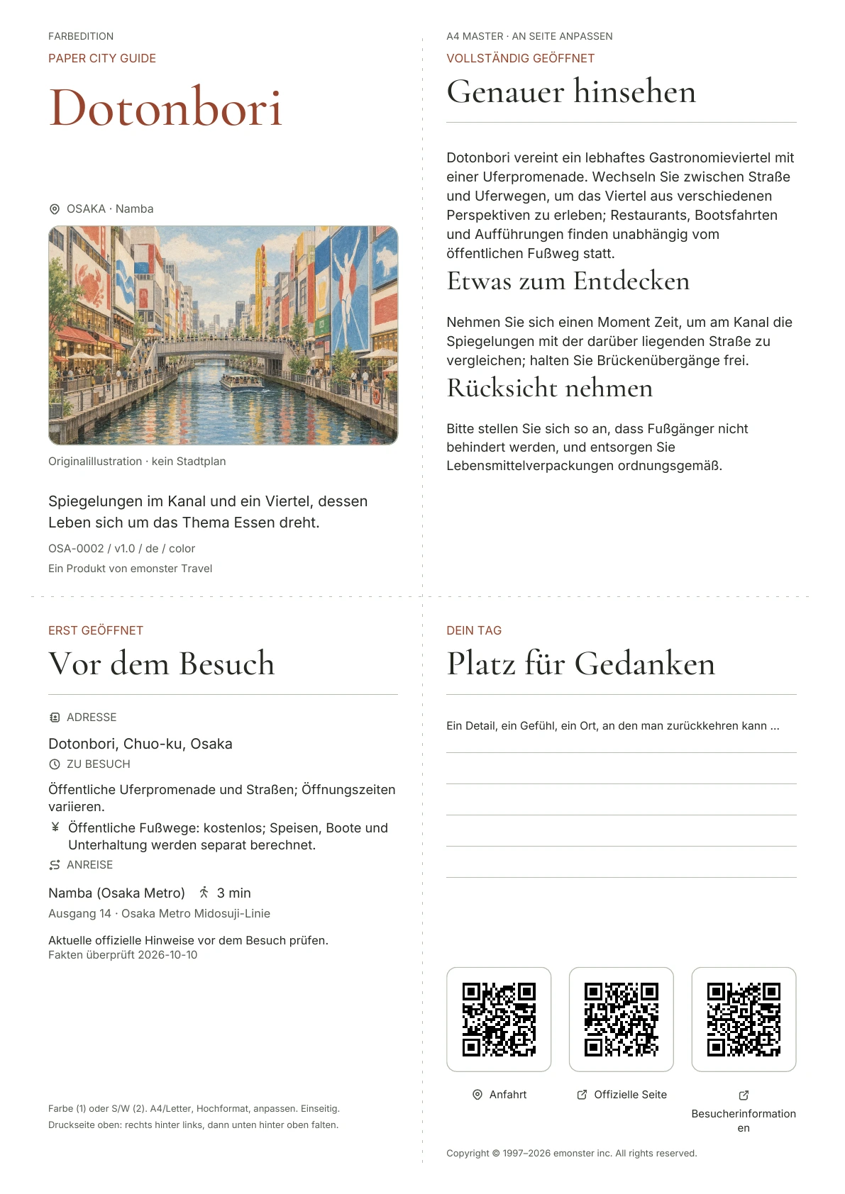 Tatsächliches Titelblatt: Dotonbori · Farbausgabe