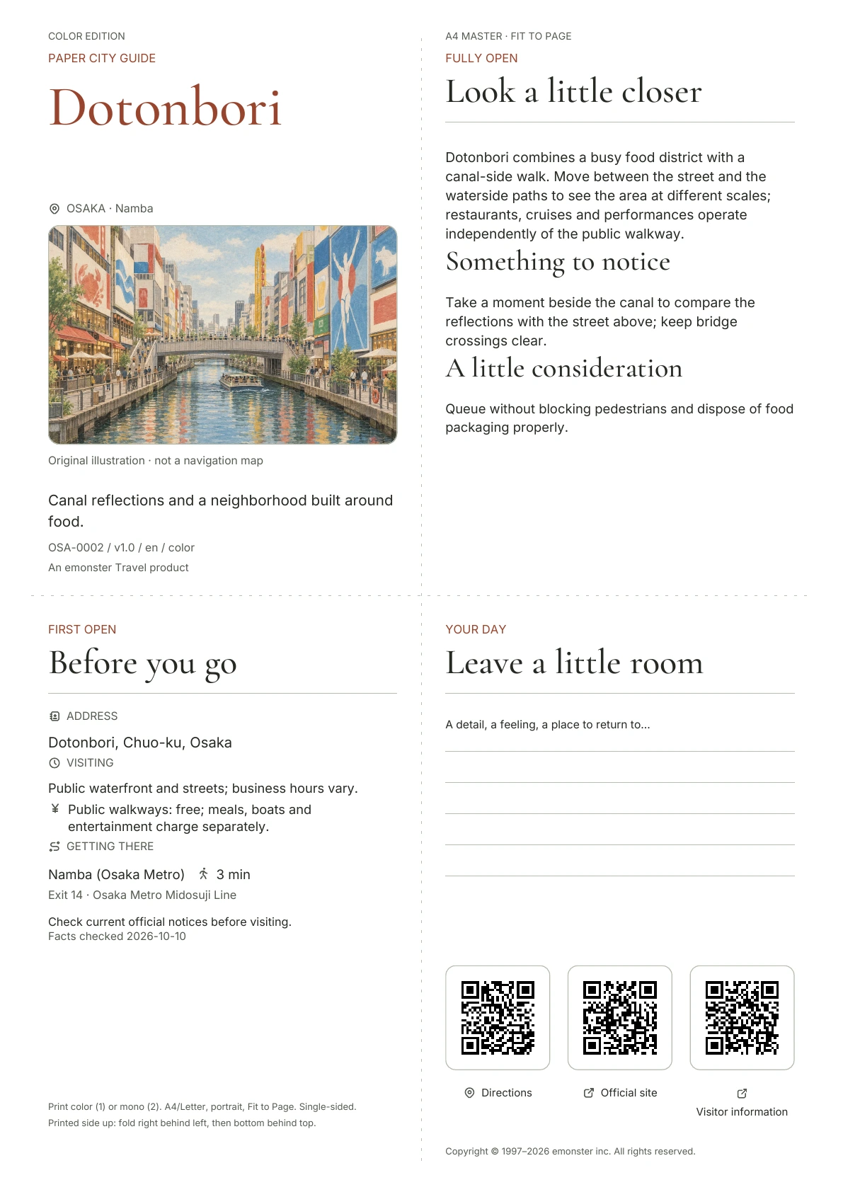 Actual Dotonbori guide cover · Color edition