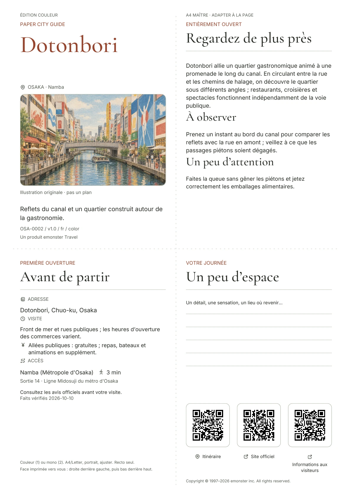 Couverture réelle du guide Dotonbori · Édition couleur