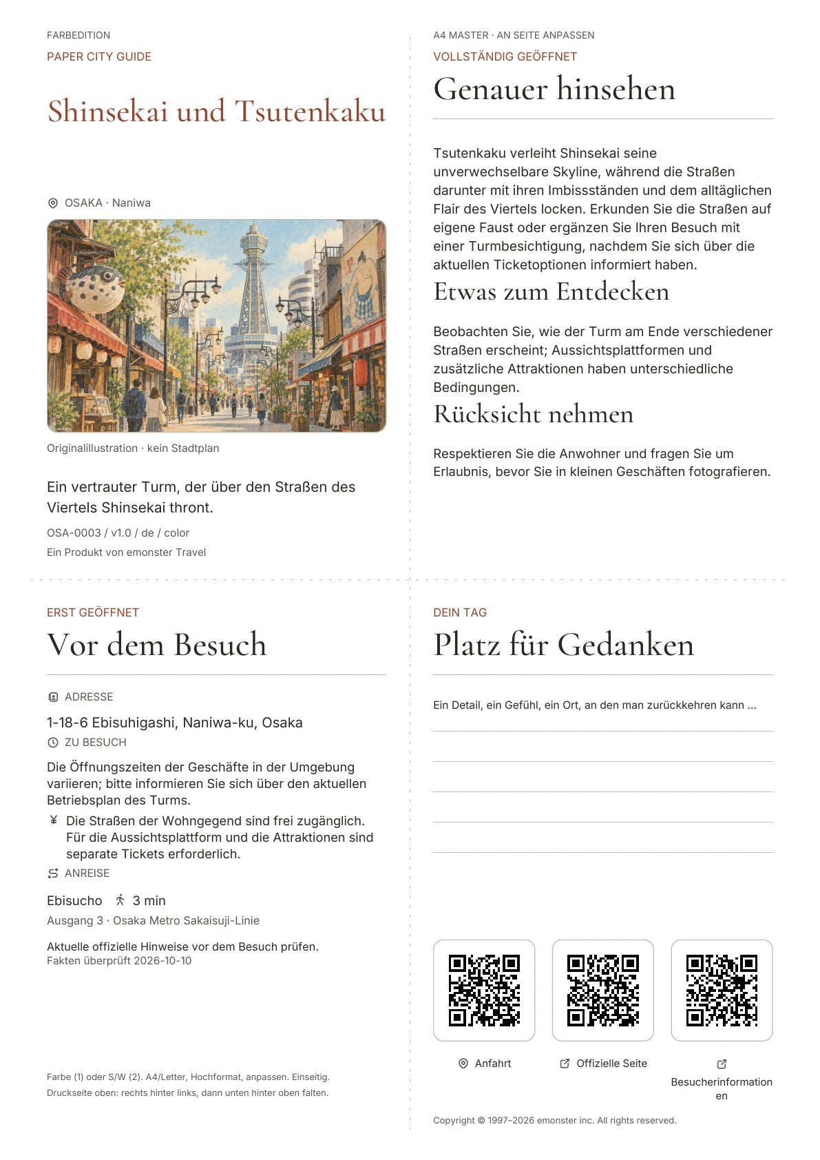 Tatsächliches Titelblatt: Shinsekai und Tsutenkaku · Farbausgabe