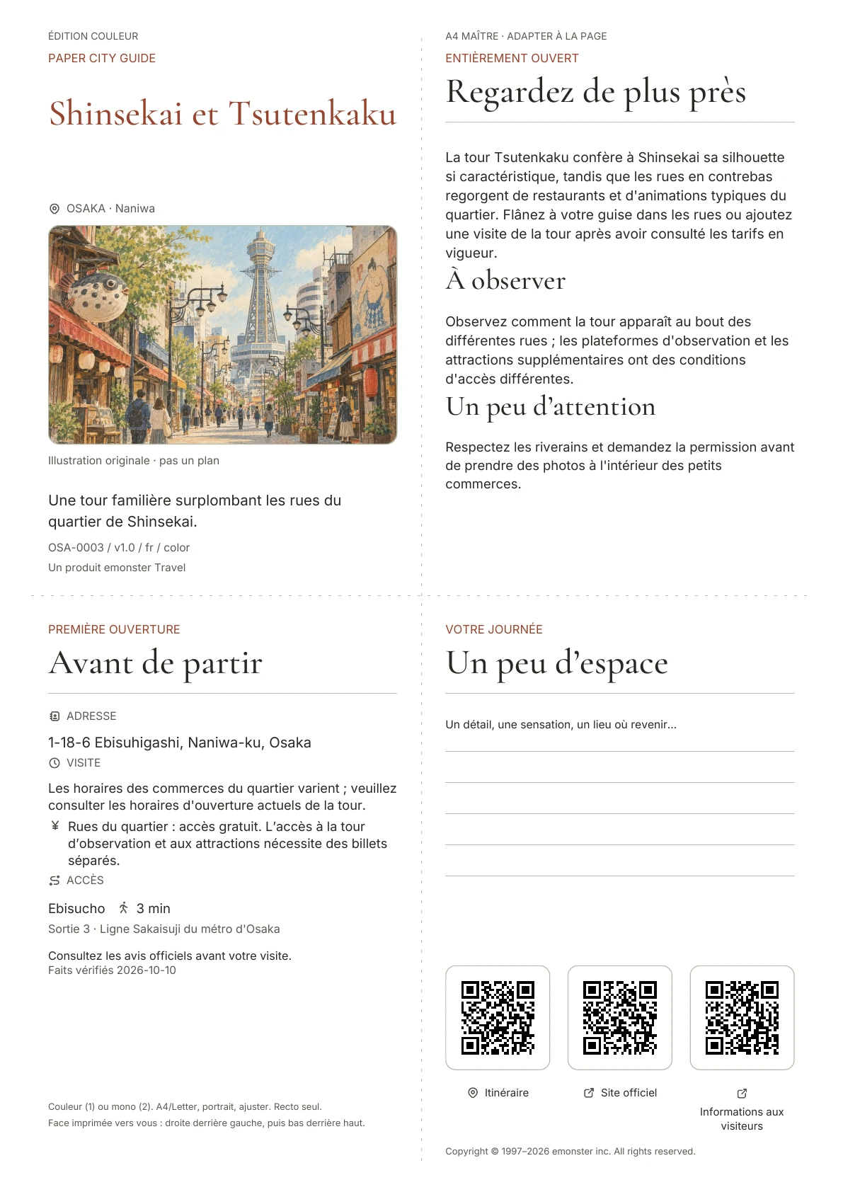 Couverture réelle du guide Shinsekai et Tsutenkaku · Édition couleur